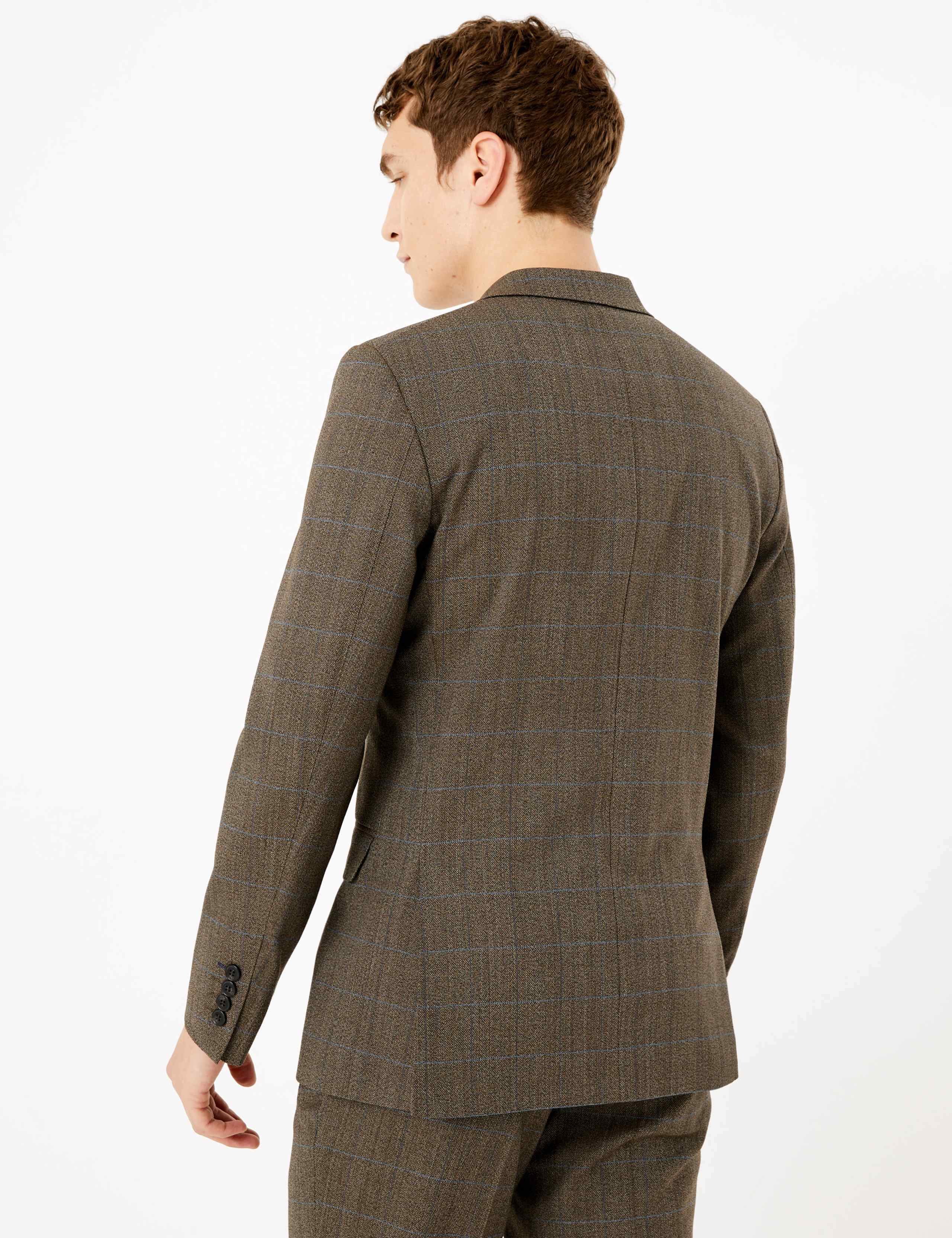 Brown Checked Slim Fit Jacket 4 of 8