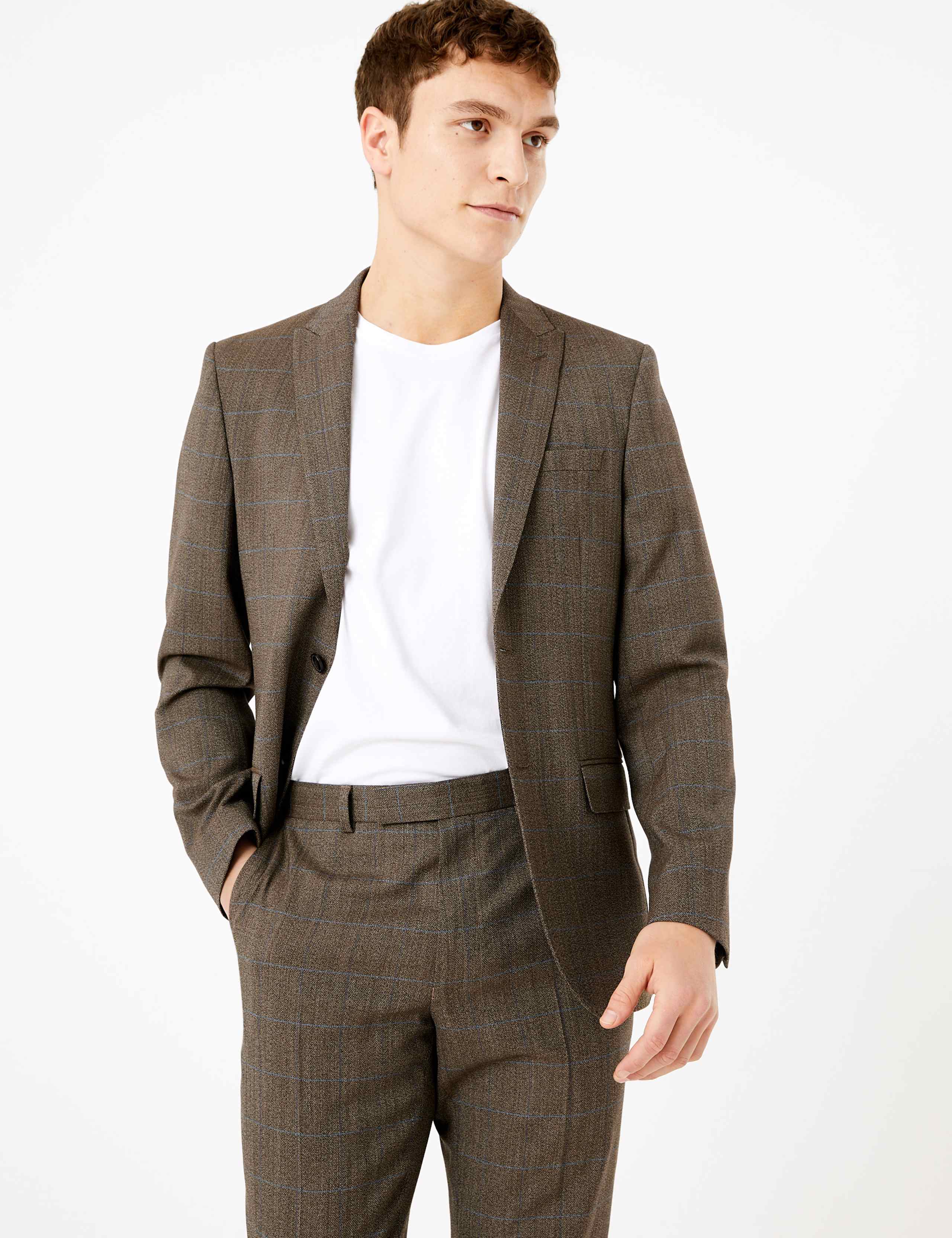 Brown Checked Slim Fit Jacket 8 of 8