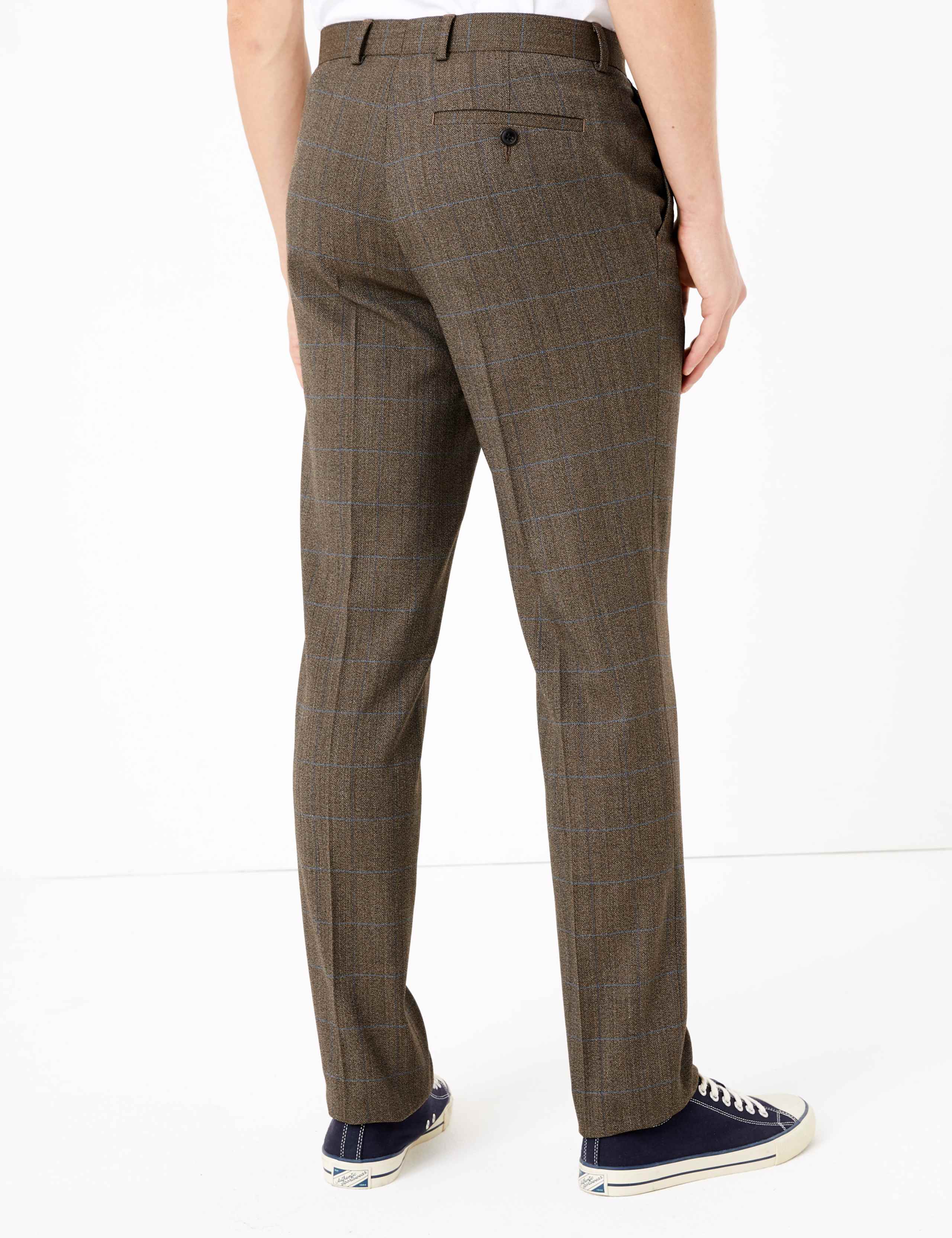 Brown Checked Slim Fit Trousers 3 of 7