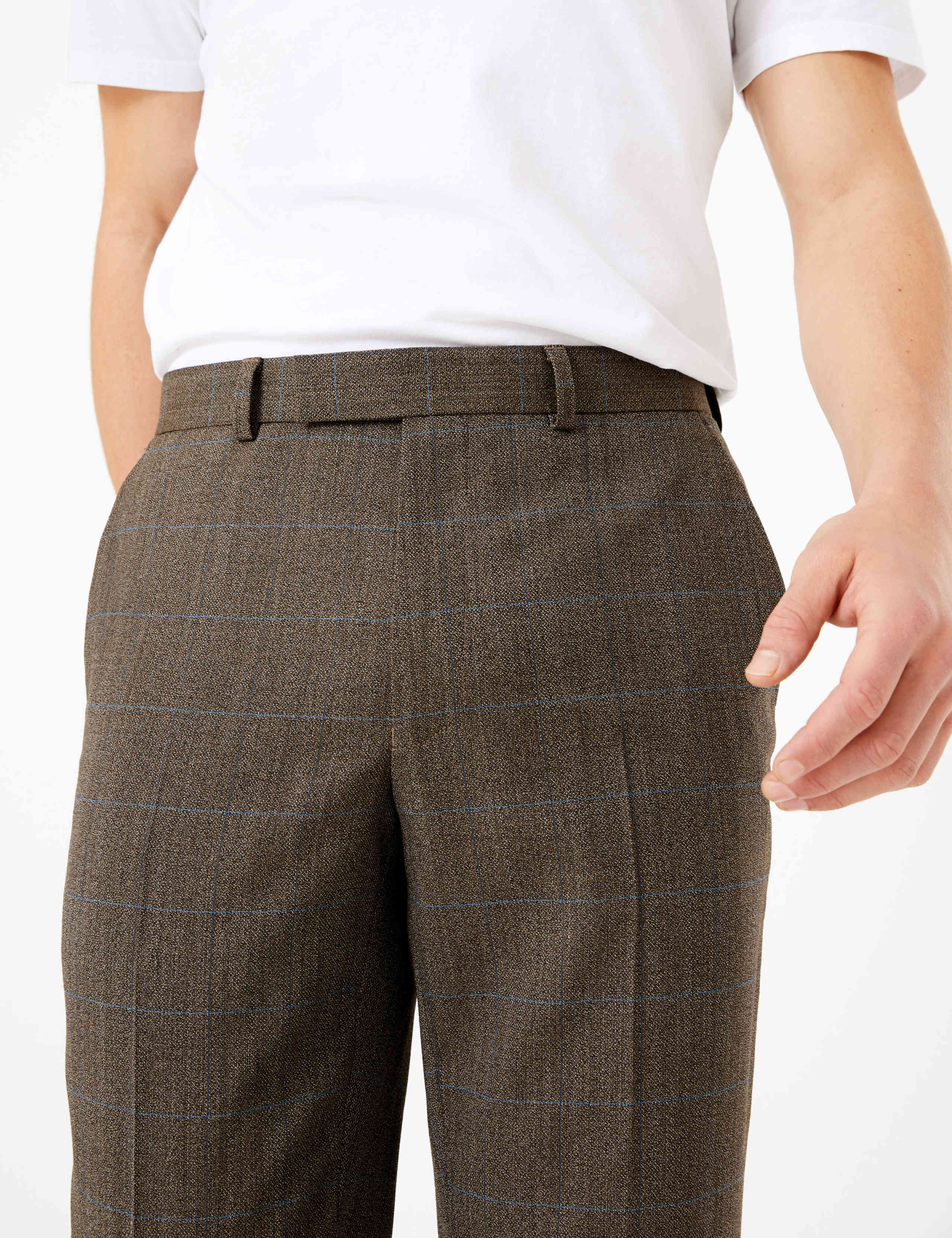 Brown Checked Slim Fit Trousers 4 of 7