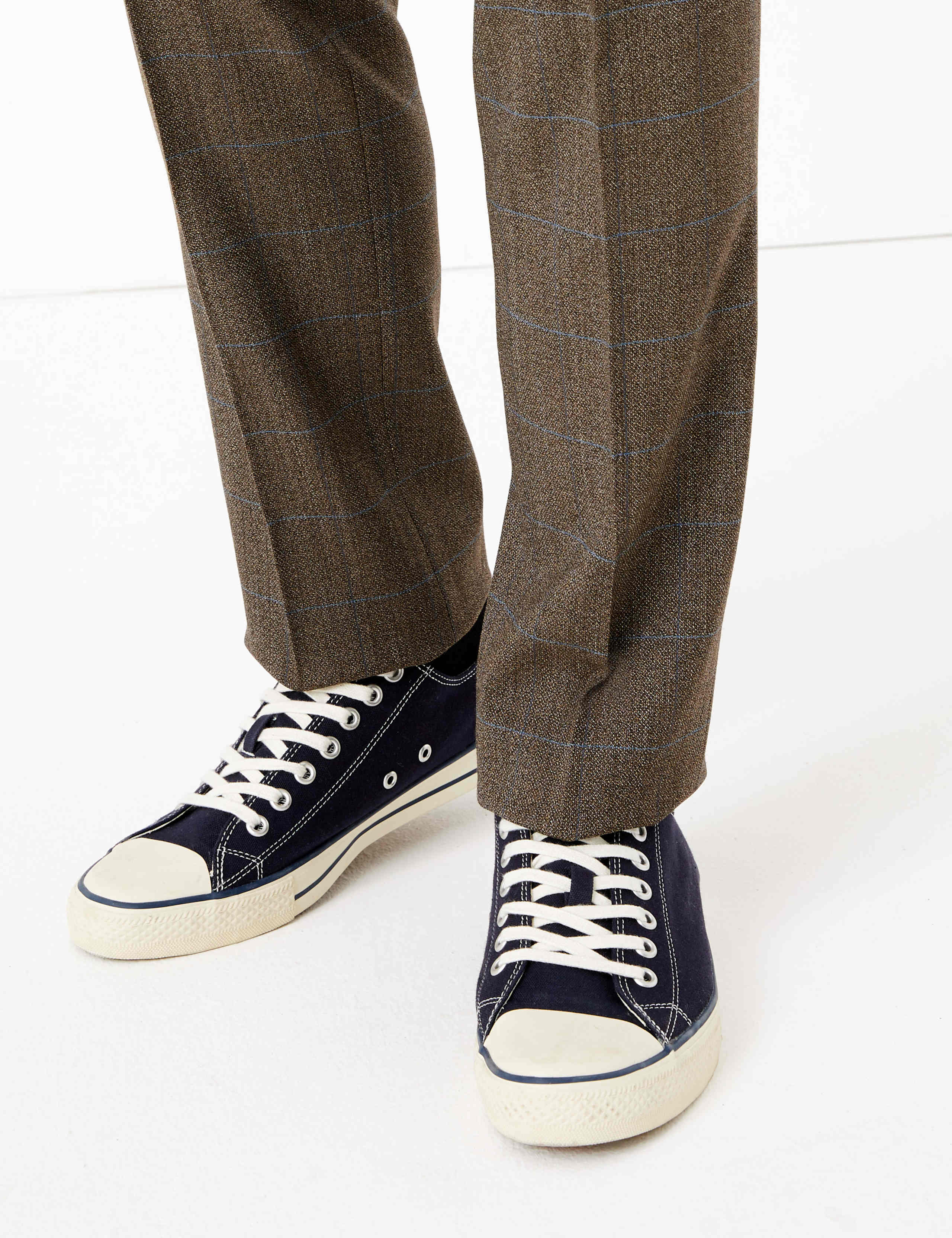 Brown Checked Slim Fit Trousers 5 of 7