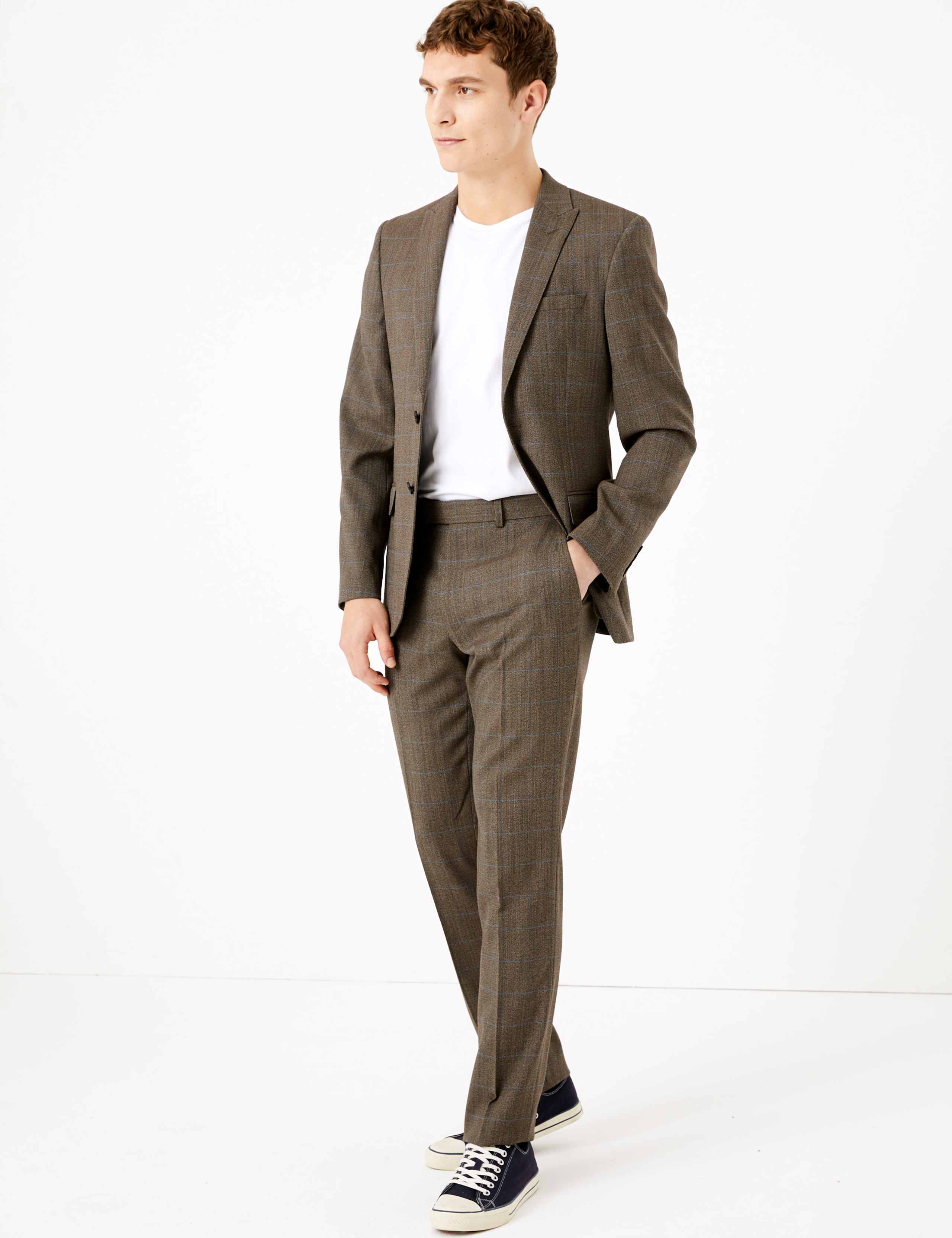 Brown Checked Slim Fit Trousers 7 of 7