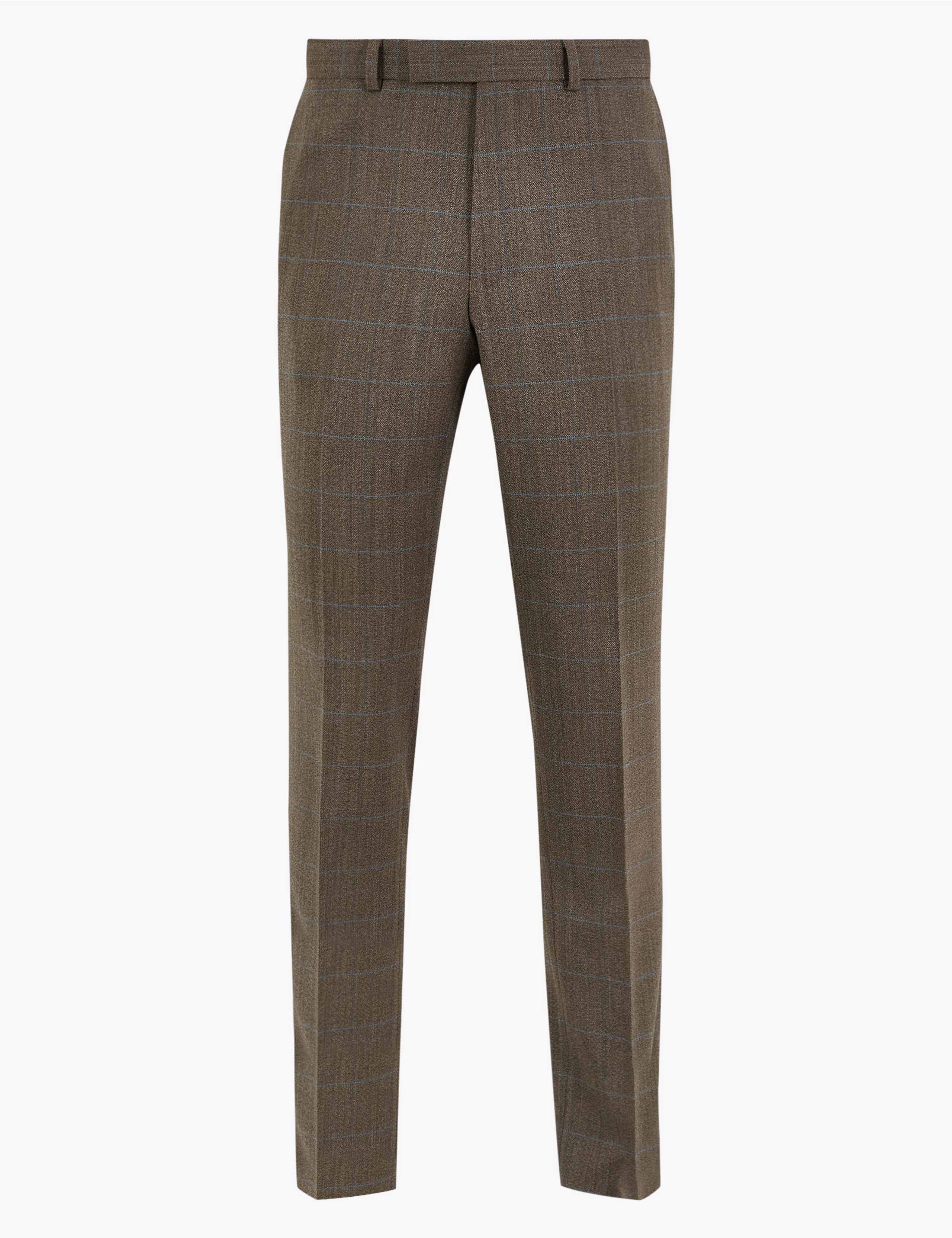 Brown Checked Slim Fit Trousers 2 of 7