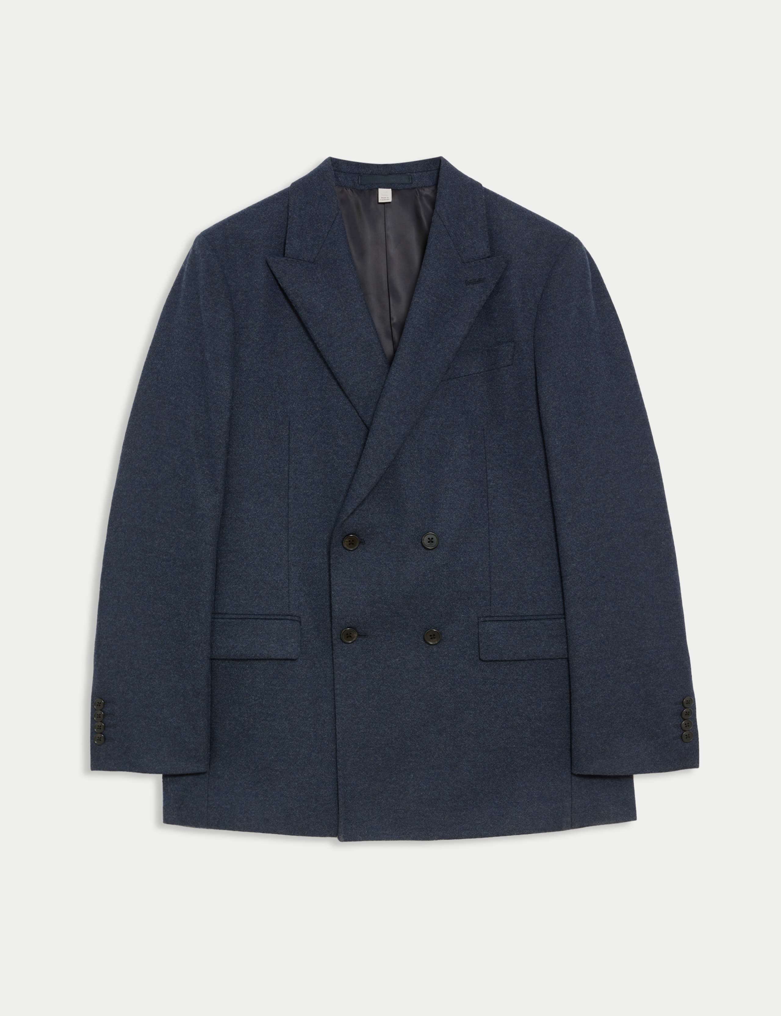 Tailored Fit Wool Rich Tweed Double Breasted Suit Jacket 2 of 7