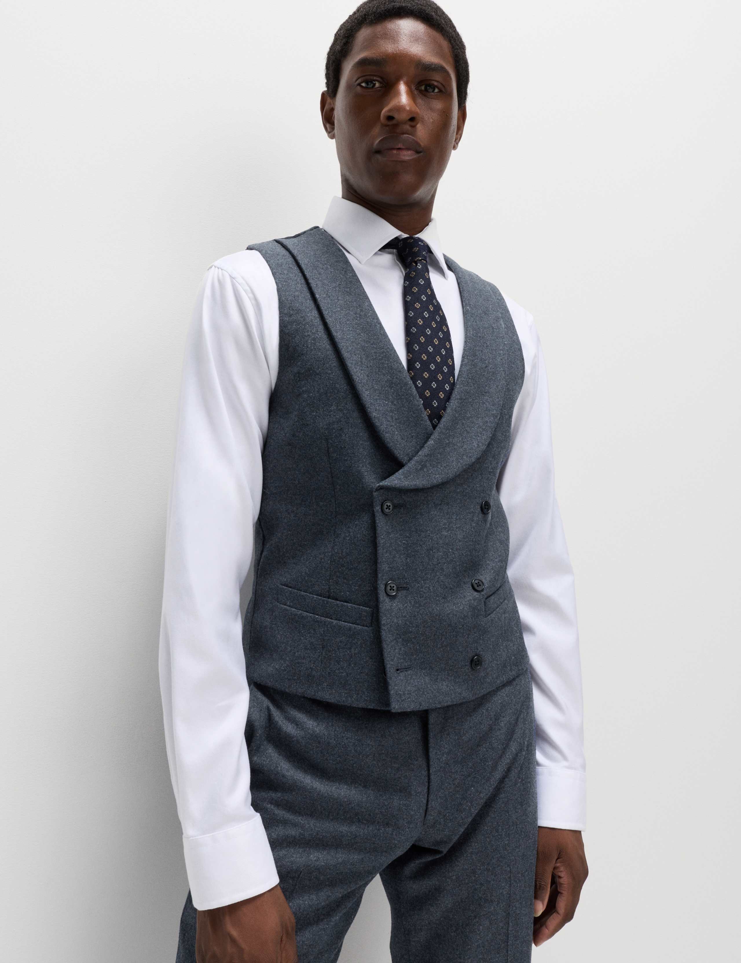 Wool Rich Tweed Double Breasted Waistcoat 3 of 6