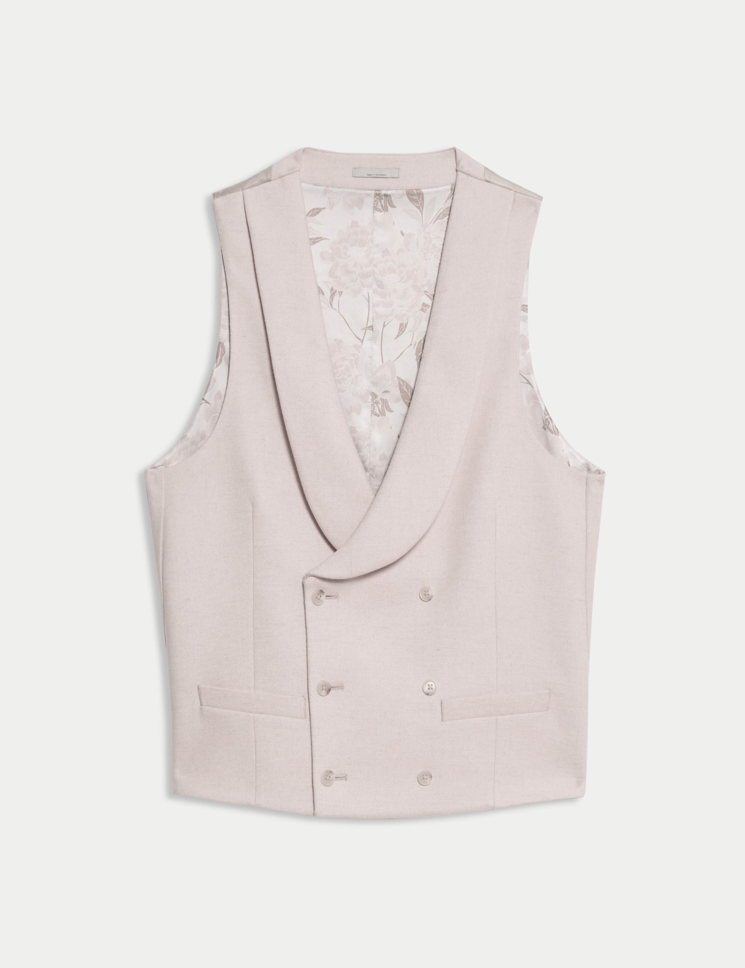 Wool Rich Tweed Double Breasted Waistcoat 2 of 6