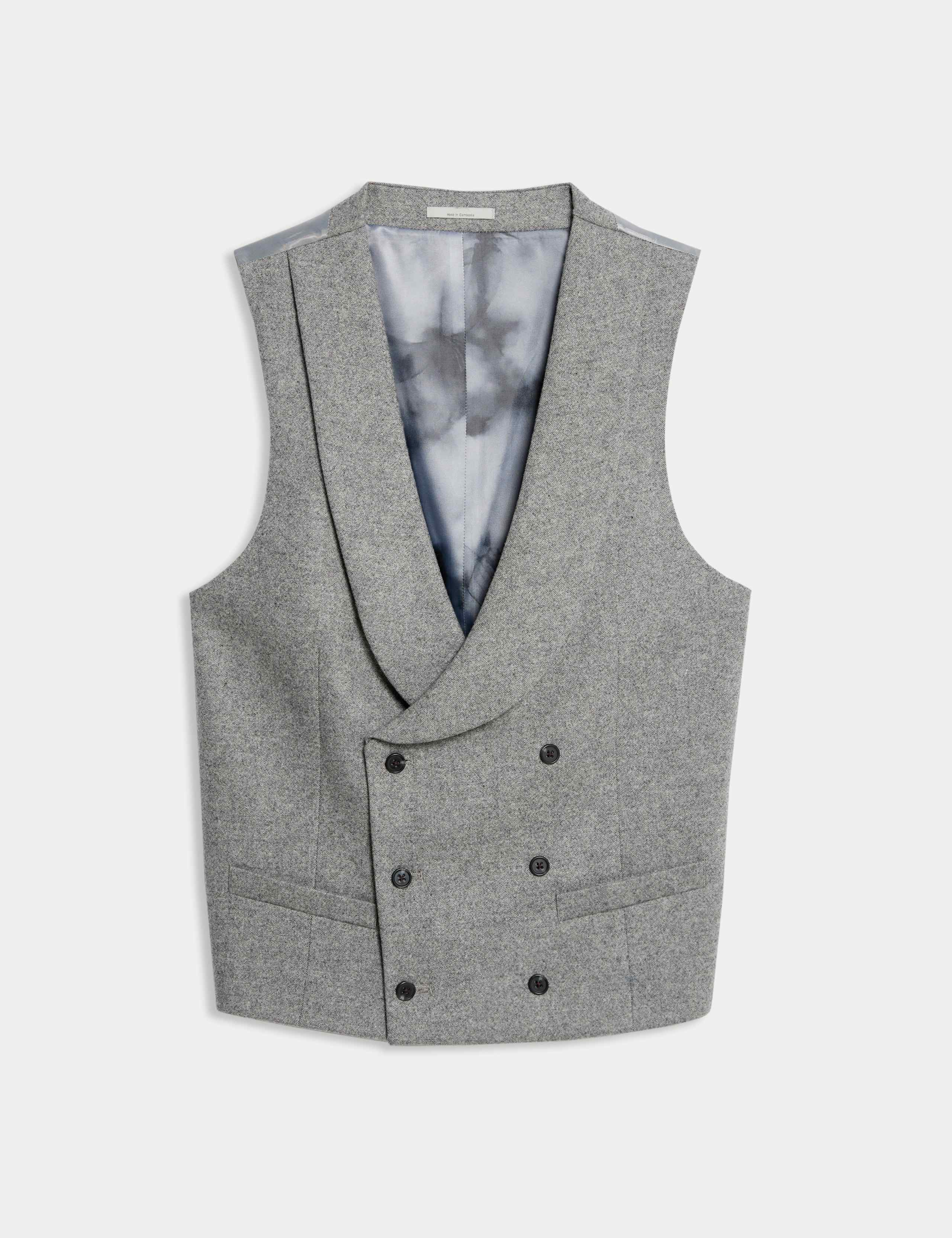 Wool Rich Tweed Double Breasted Waistcoat 2 of 5