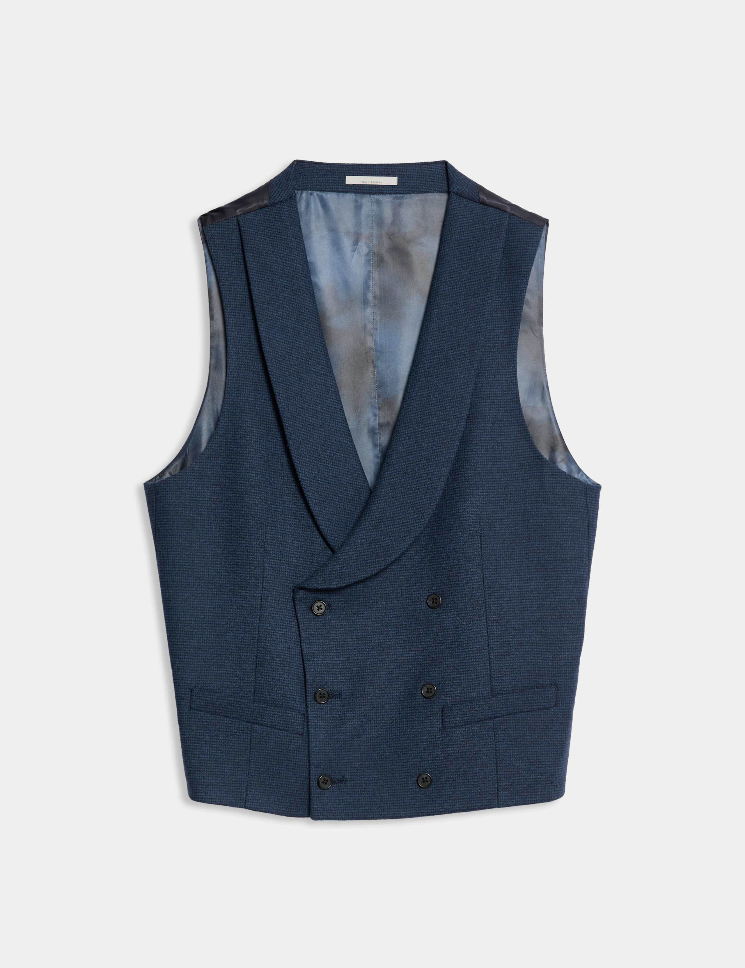 Italian Wool Blend Check Waistcoat 2 of 7
