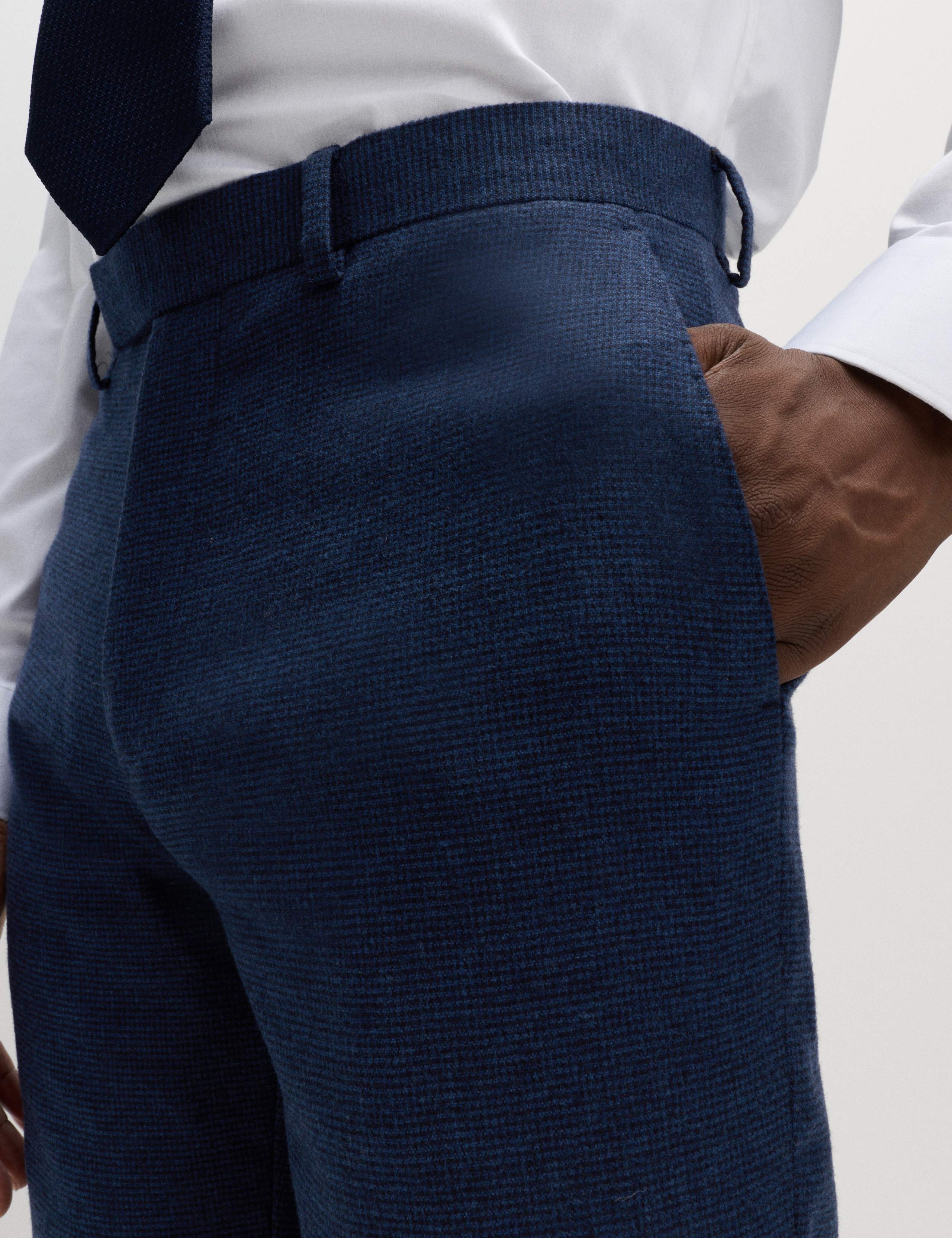 Italian Wool Blend Puppytooth Stretch Trousers 3 of 5