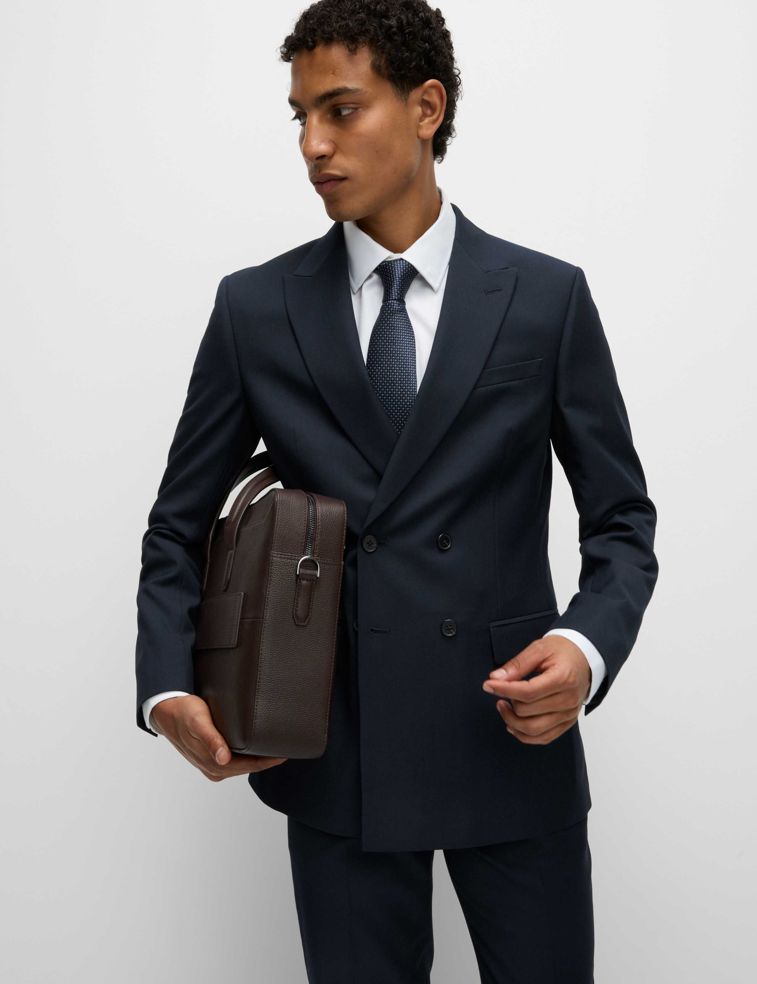 Slim Fit Double Breasted Jacket with Stretch 1 of 8
