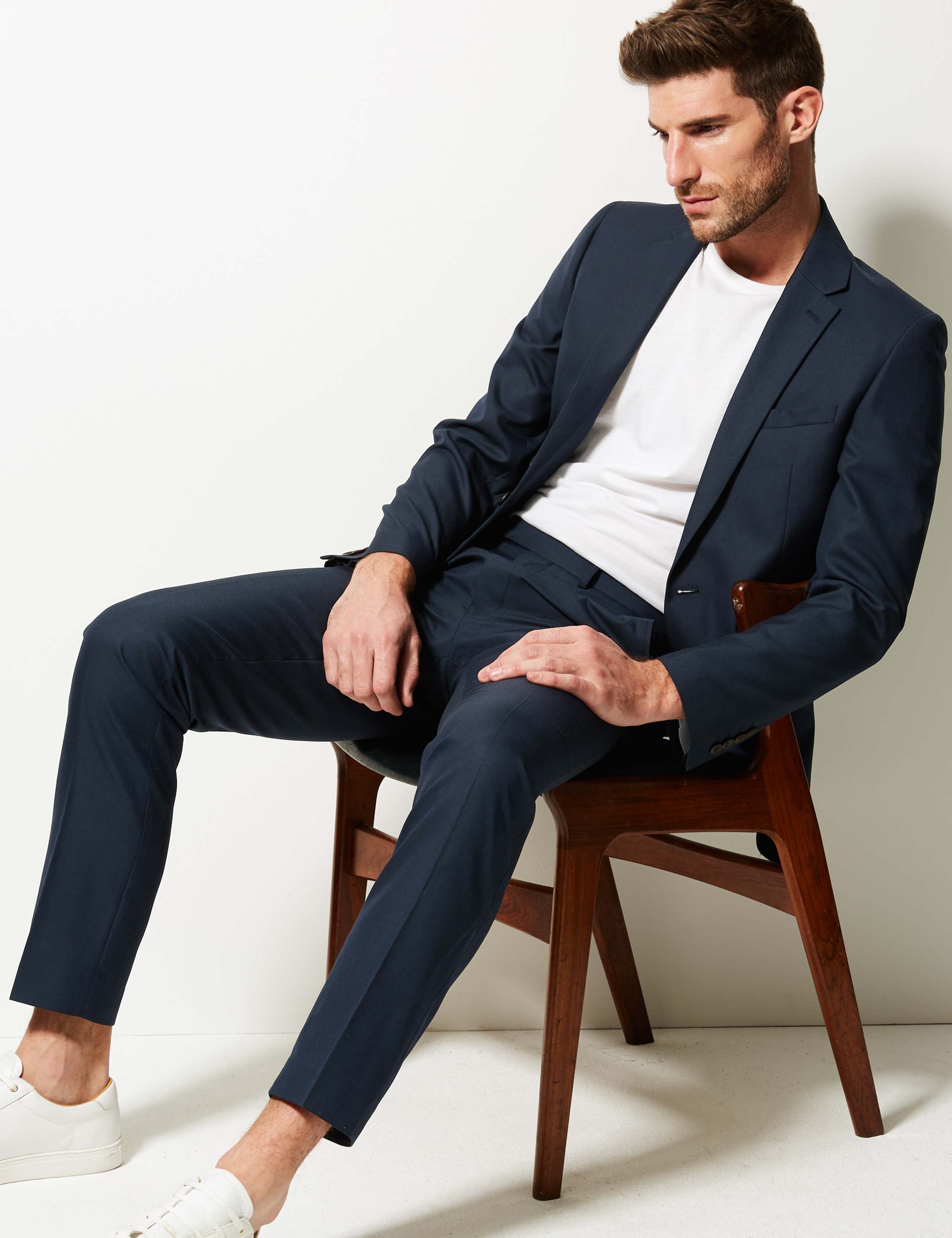 Navy Slim Fit Trousers 1 of 5