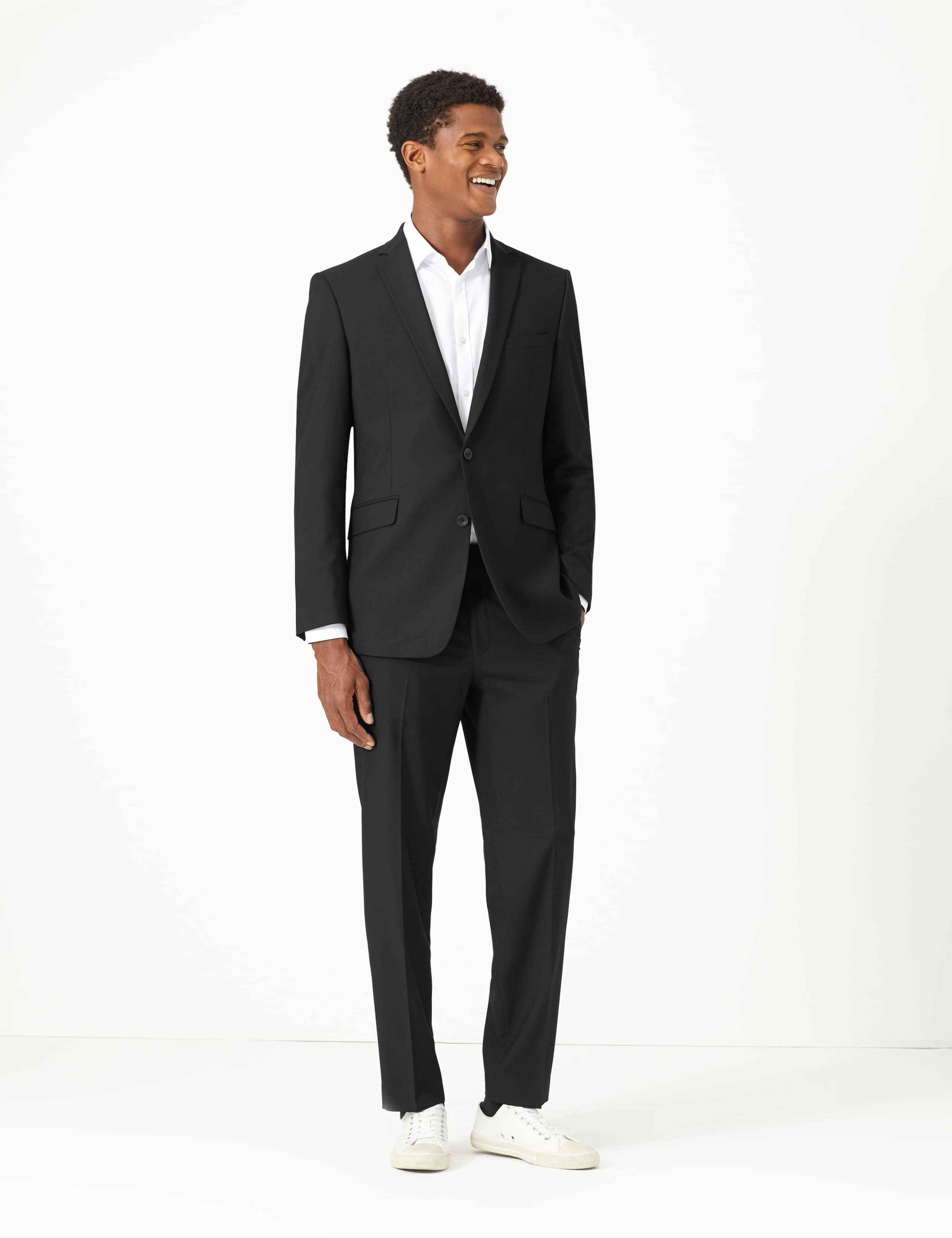 Big & Tall Black Slim Fit Jacket with Stretch 1 of 7