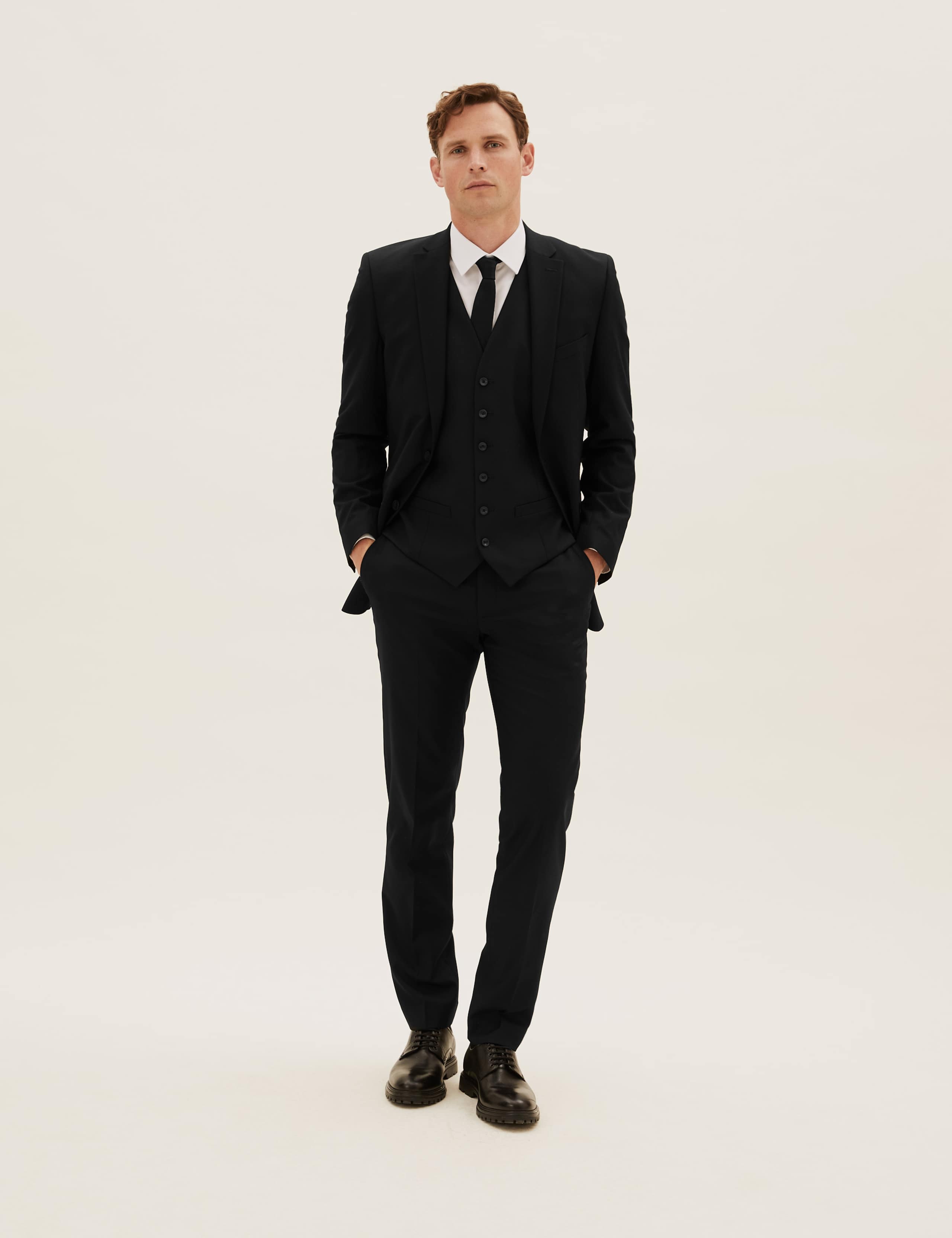 Black Tailored Fit Suit Jacket with Stretch 3 of 8