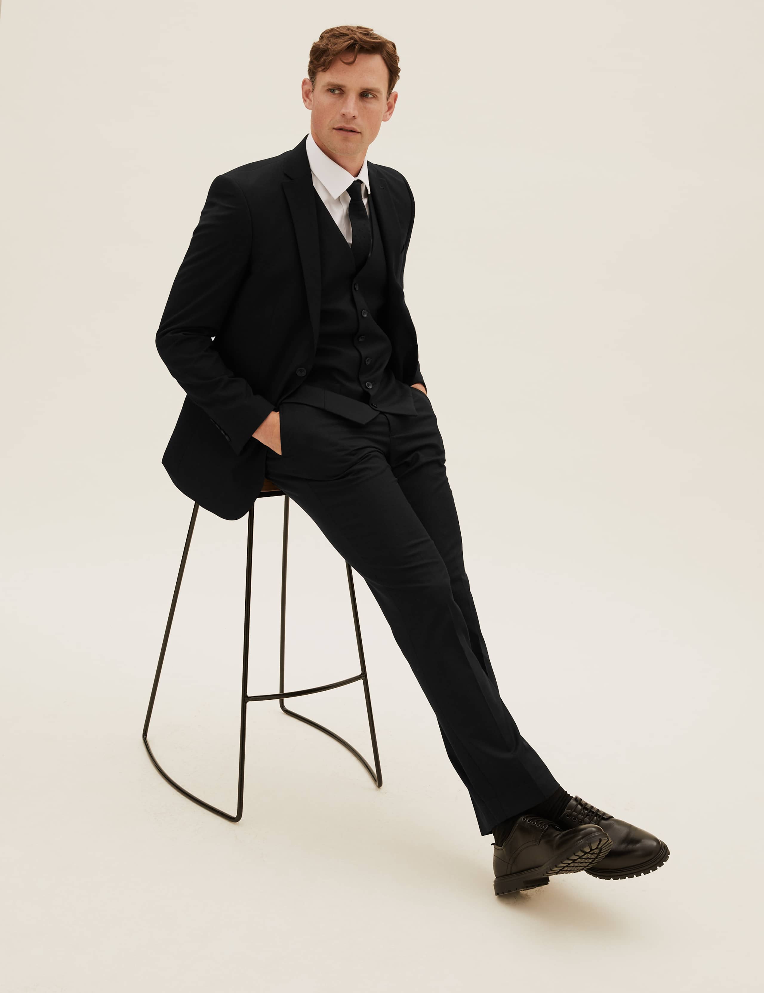 Black Tailored Fit Suit Jacket with Stretch 6 of 8