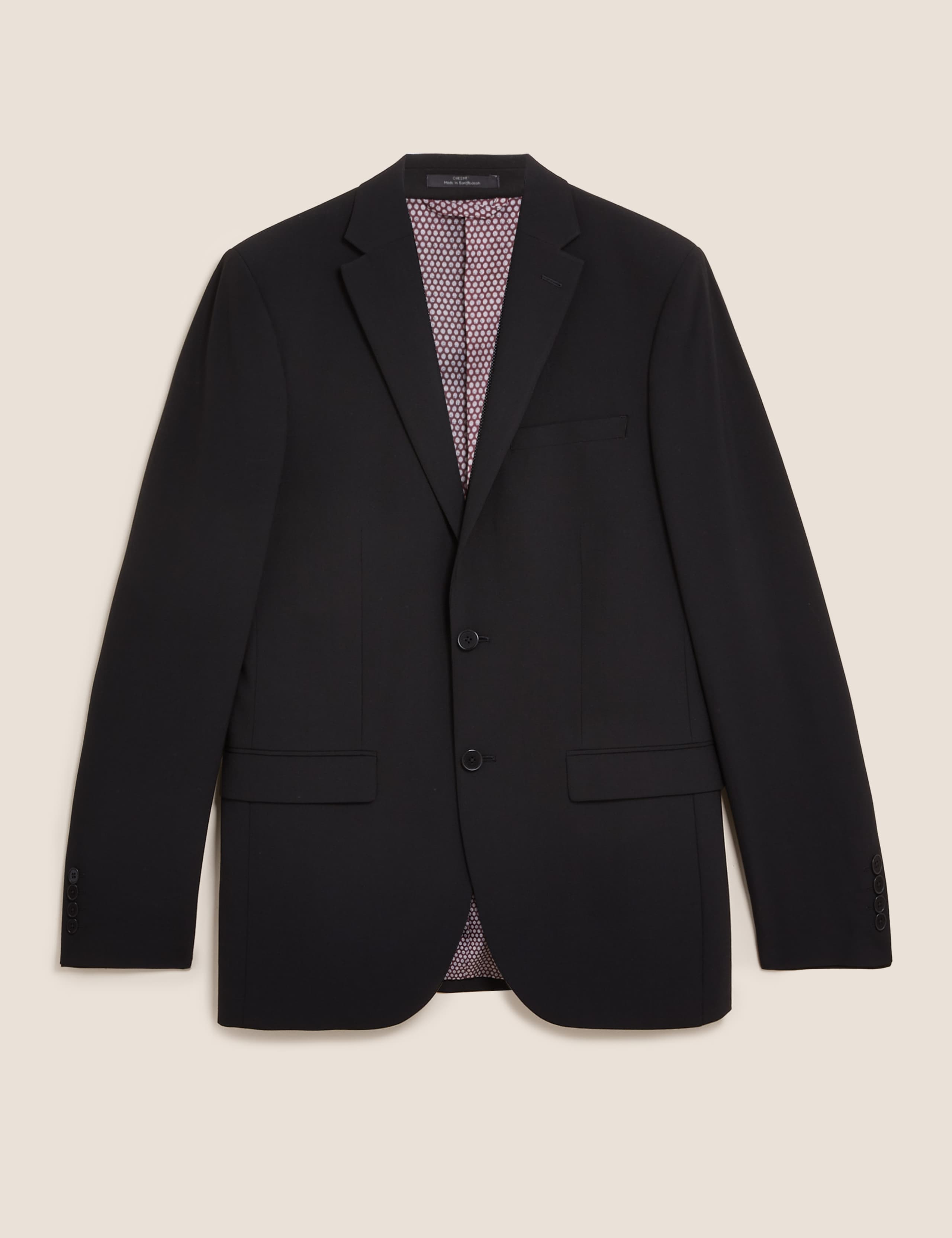 Black Tailored Fit Suit Jacket with Stretch 2 of 8