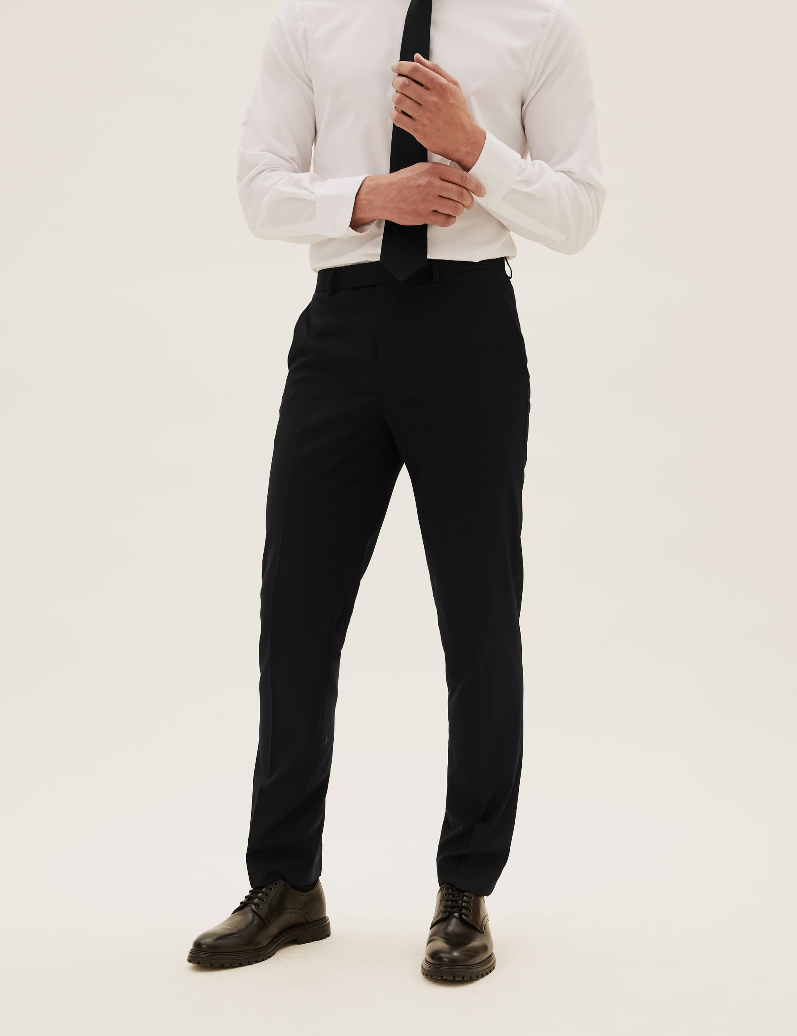 Black Tailored Fit Suit Trousers with Stretch 4 of 7