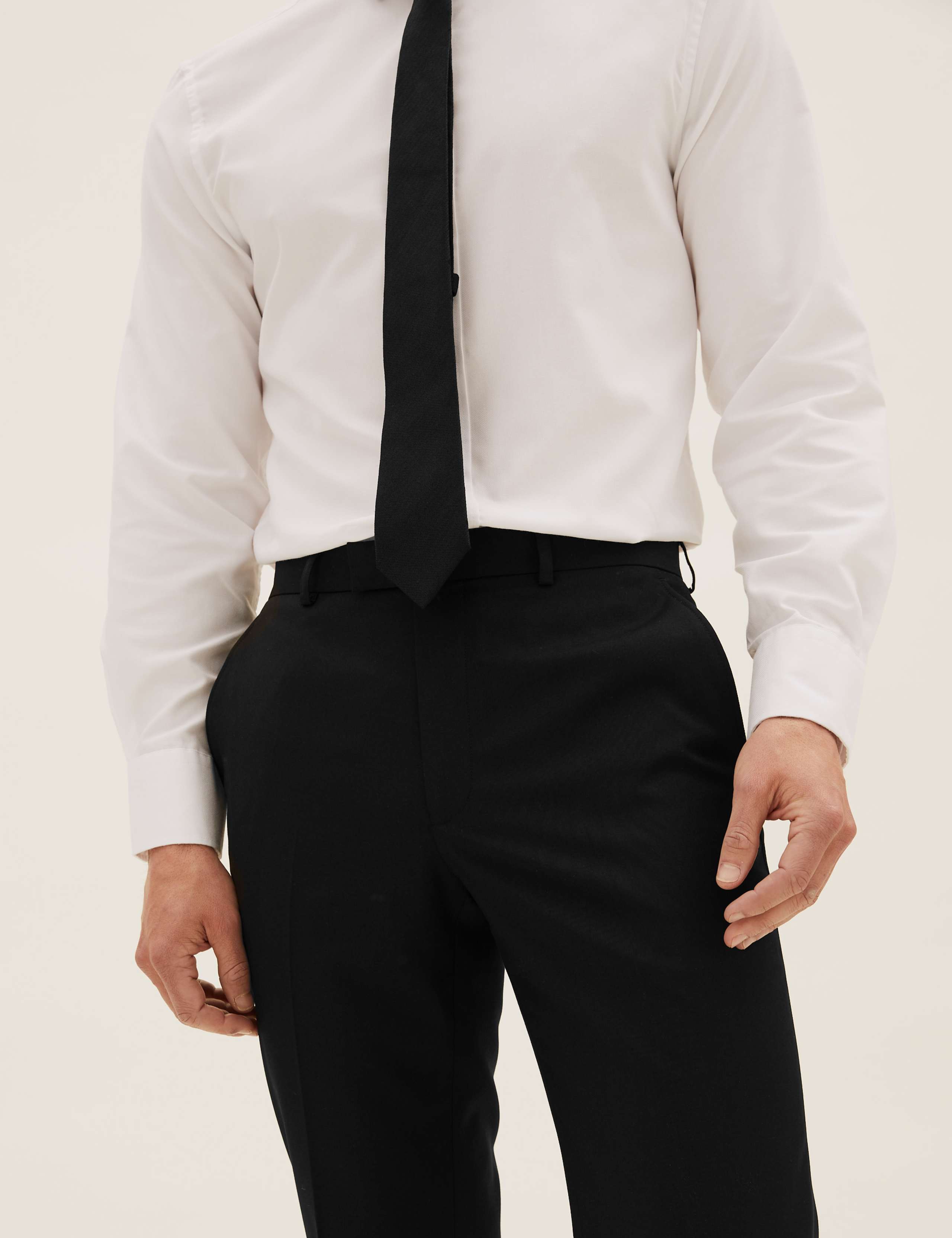 Black Tailored Fit Suit Trousers with Stretch 5 of 7