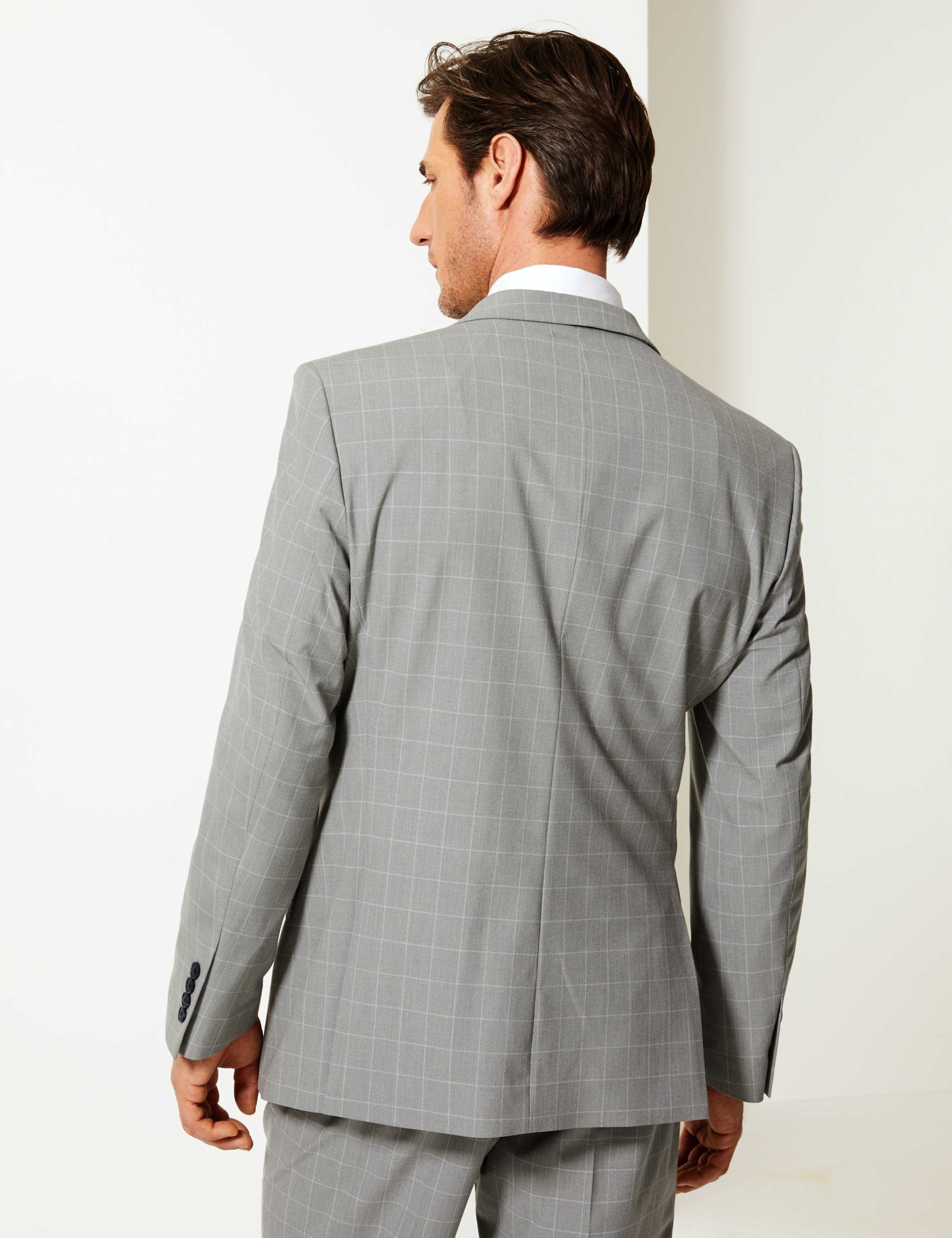 Grey Checked Regular Fit Jacket with Stretch 4 of 6