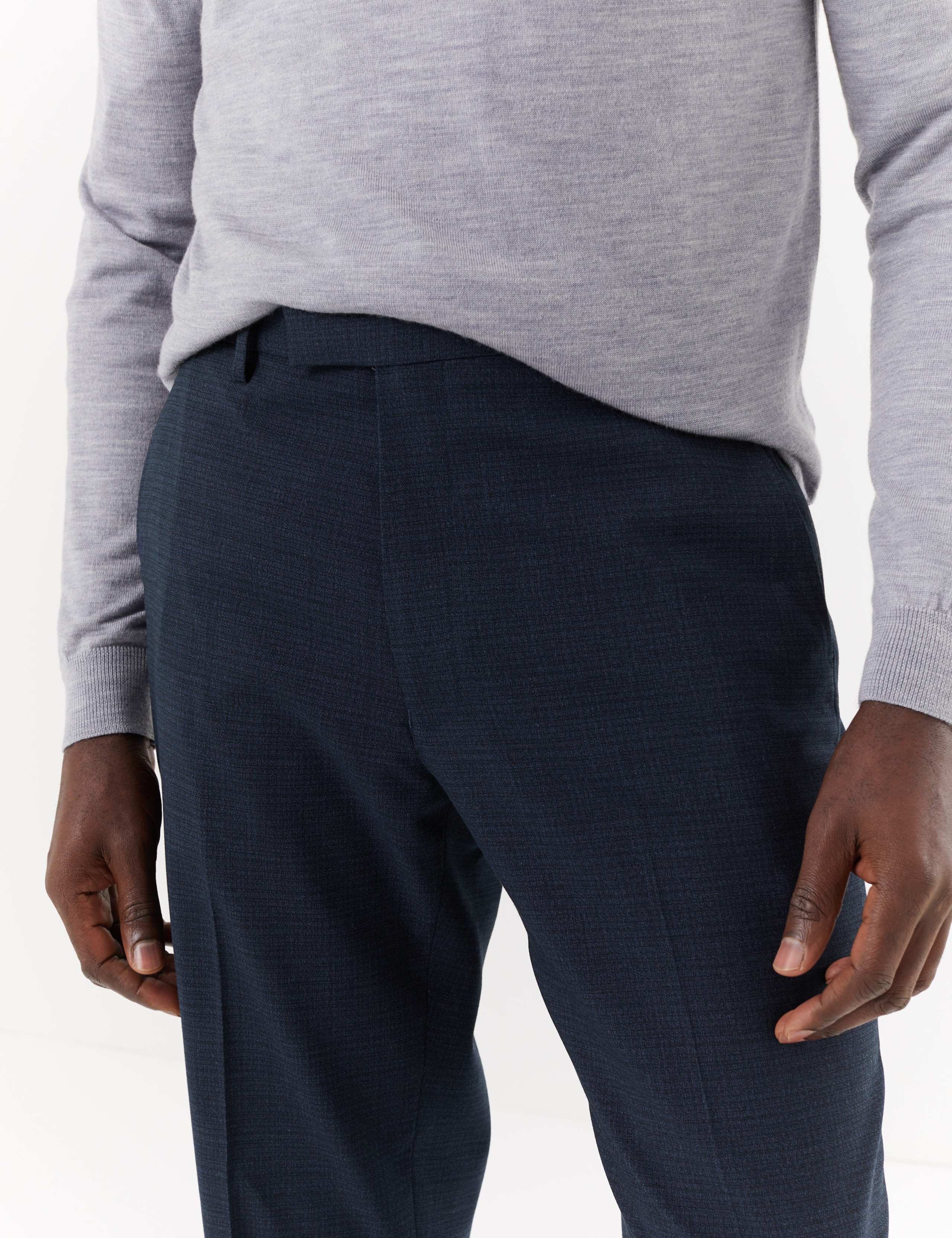Blue Regular Fit Suit Trousers 3 of 6