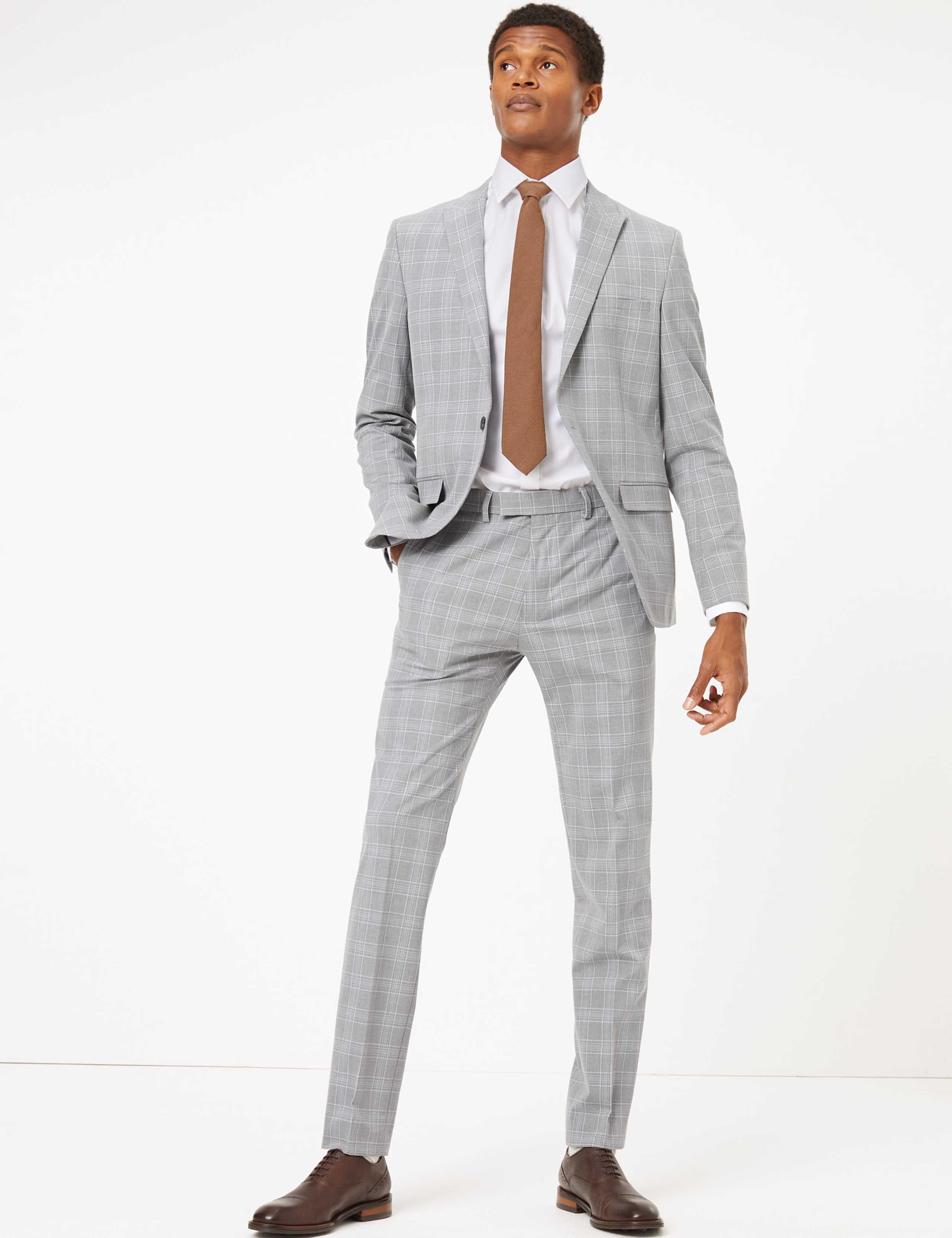 Grey Checked Skinny Fit Jacket 1 of 9