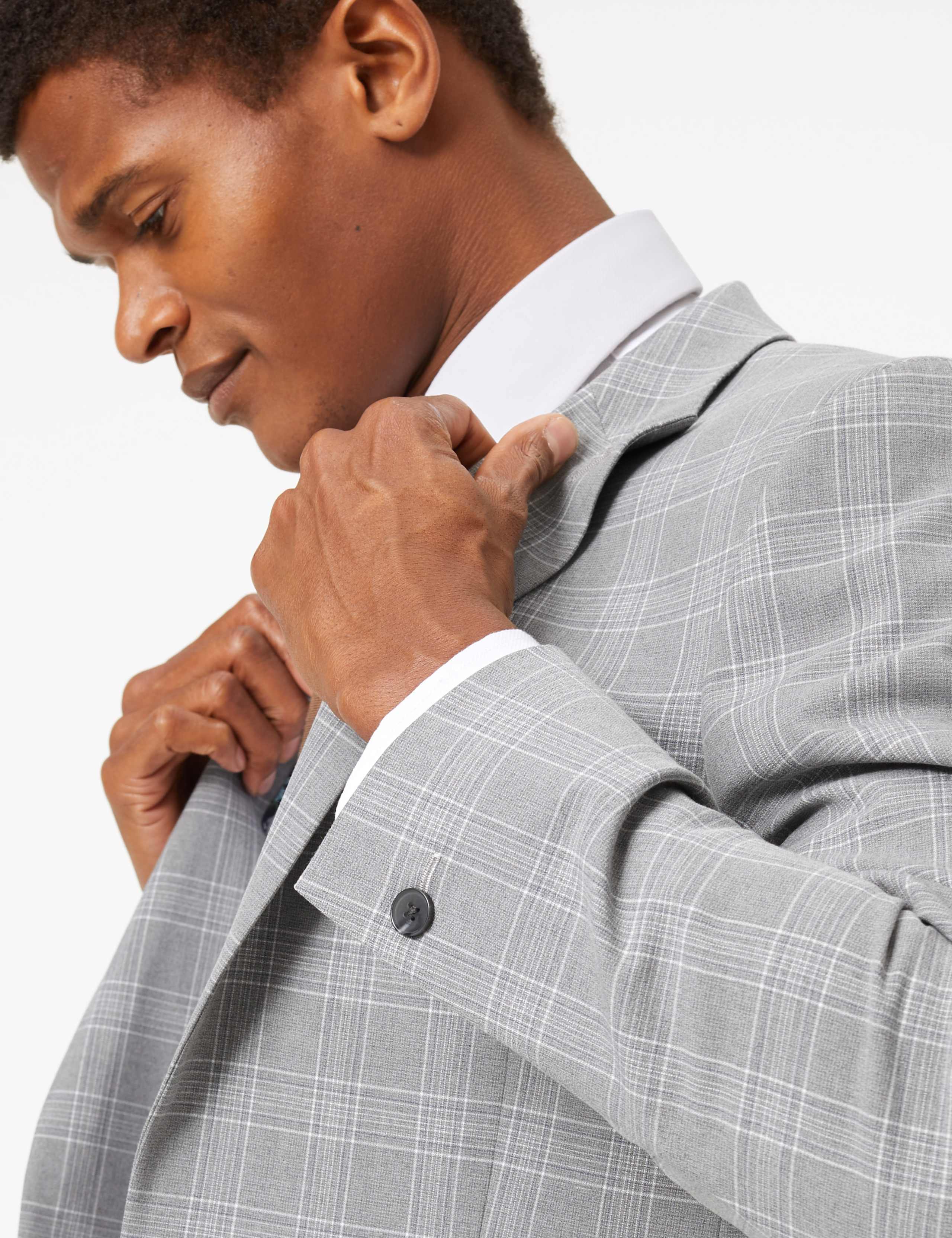 Grey Checked Skinny Fit Jacket 5 of 9