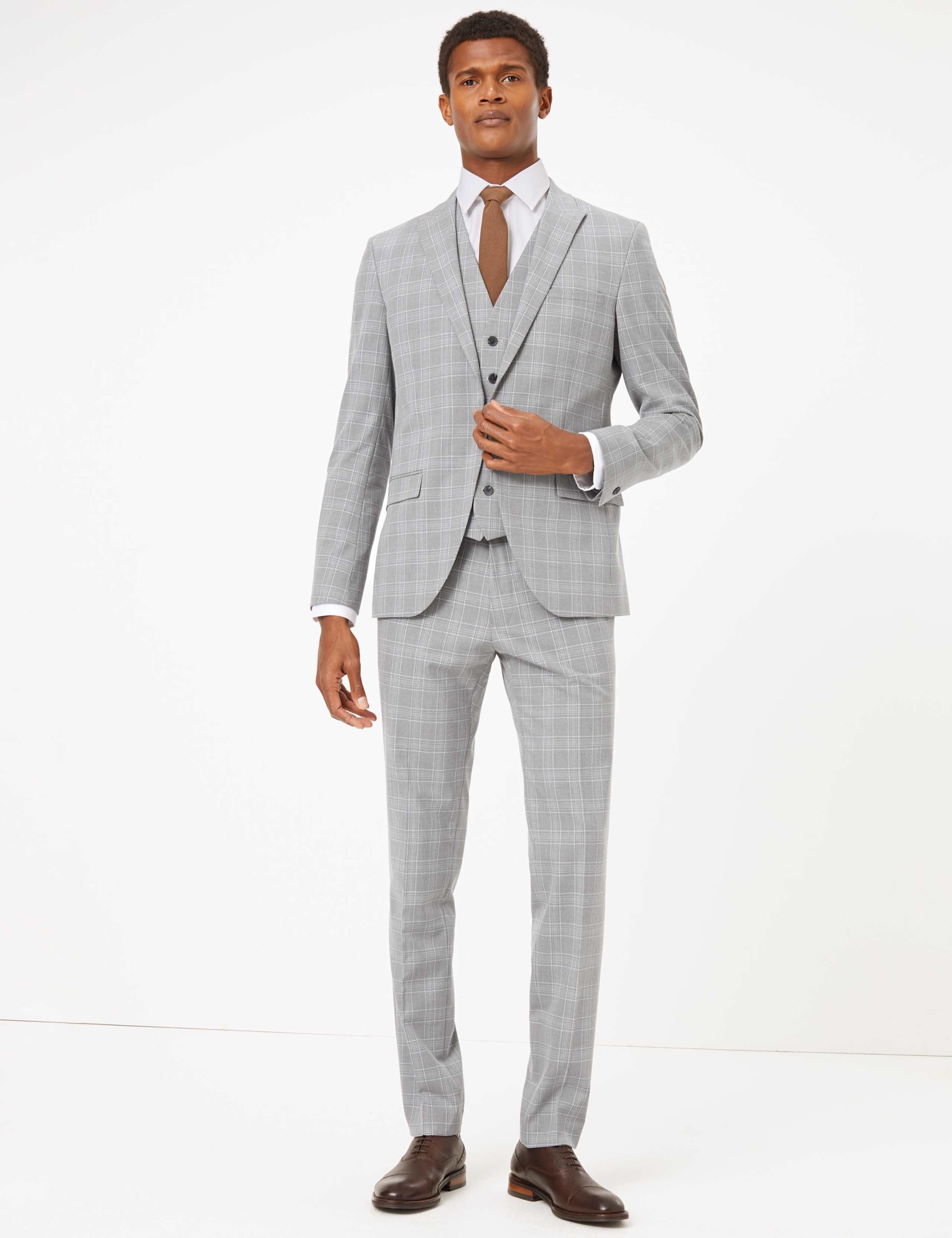 Grey Checked Skinny Fit Jacket 7 of 9