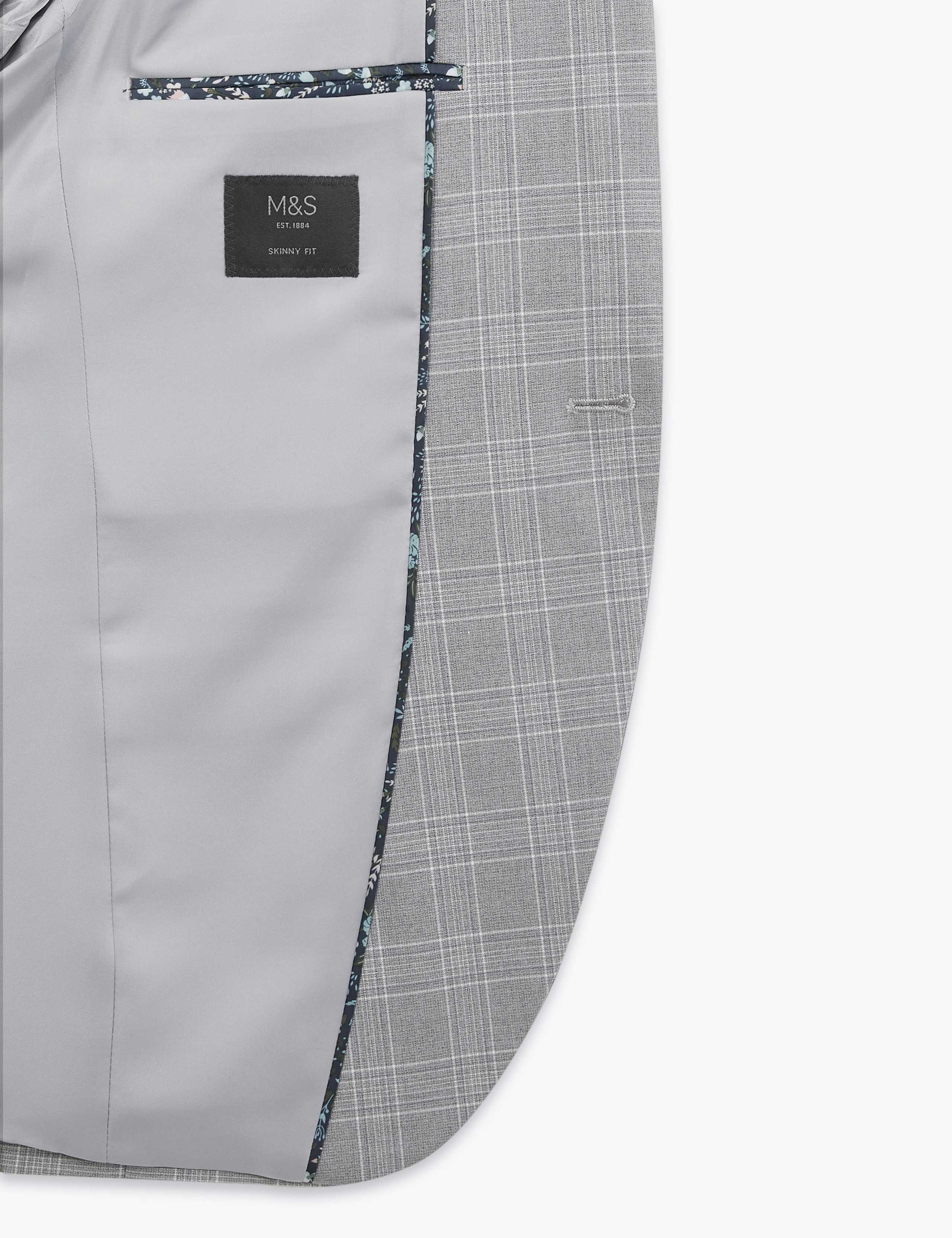 Grey Checked Skinny Fit Jacket 8 of 9