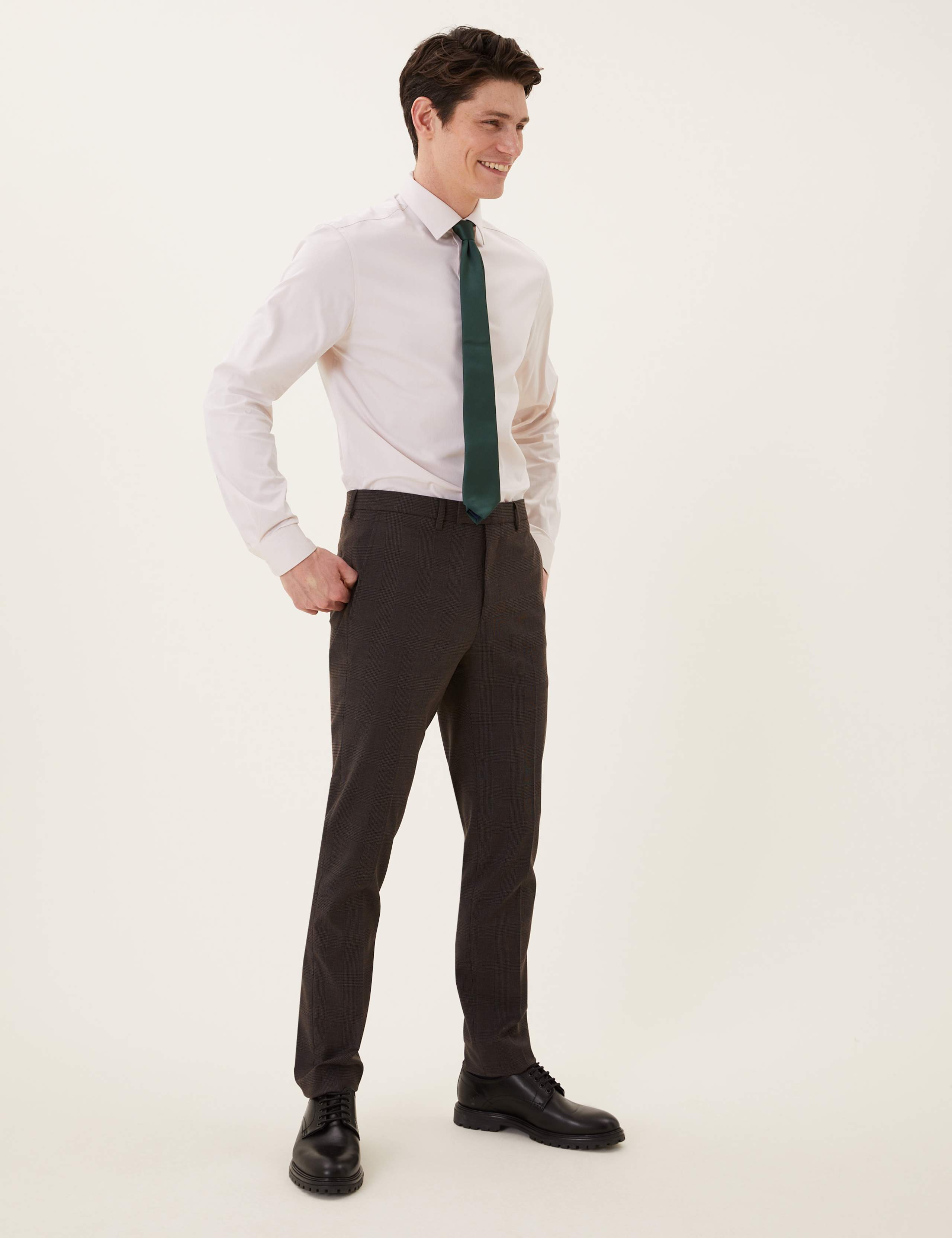 Slim Fit Check Suit Trousers 1 of 7