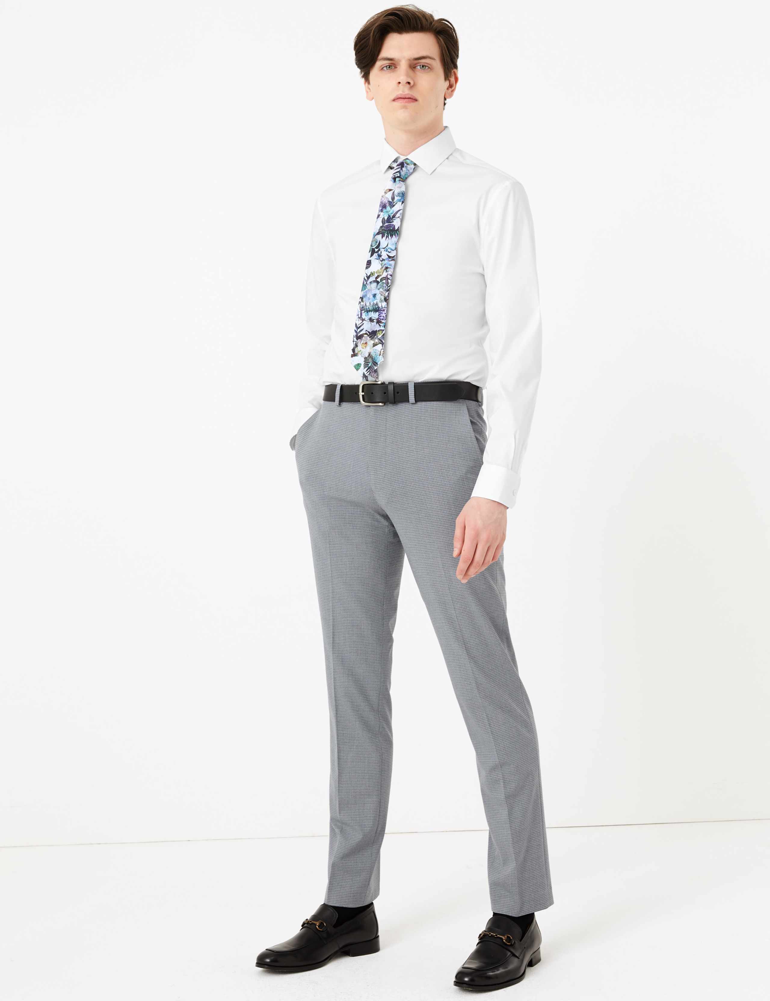 Slim Fit Mini Checked Trousers 1 of 7