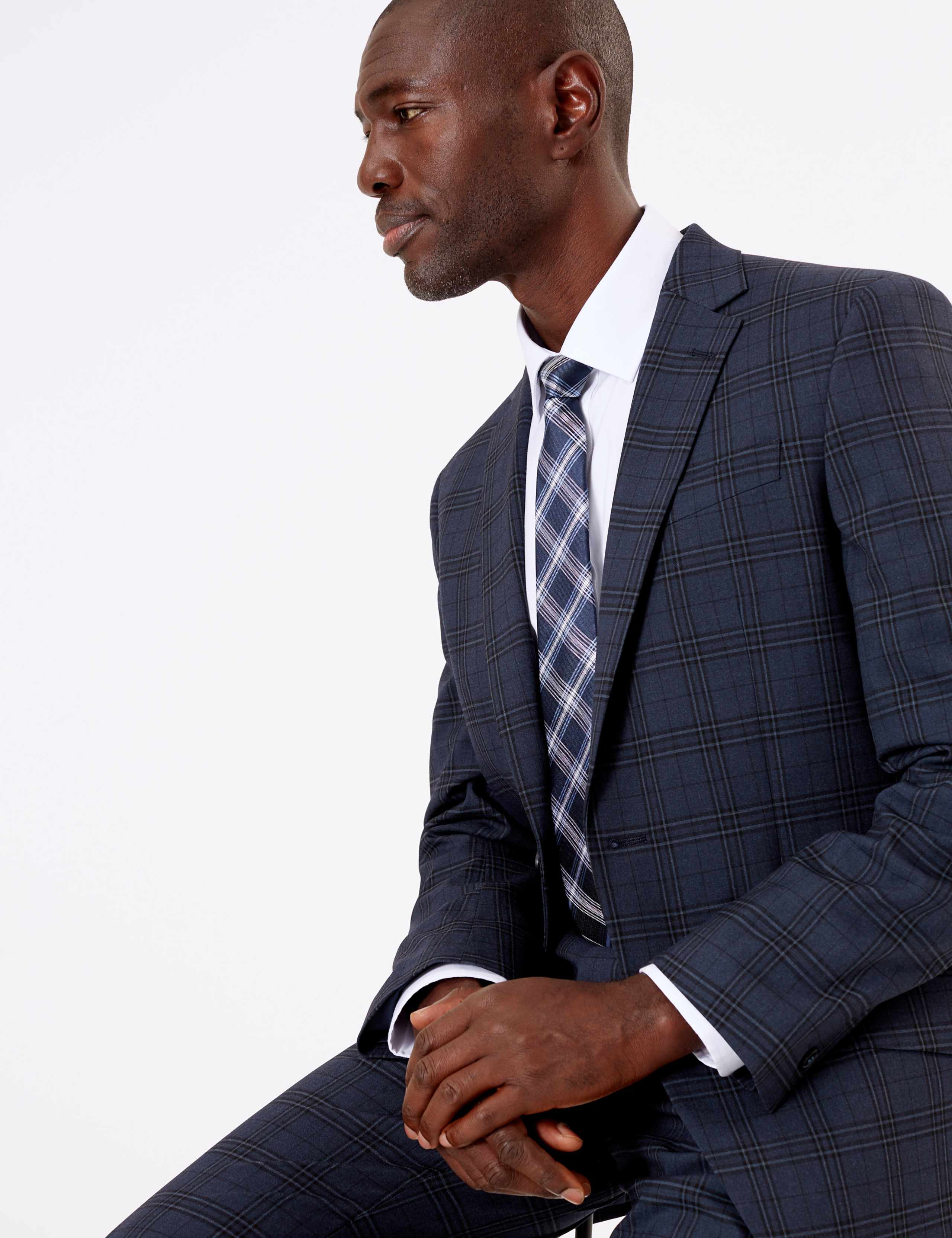 Blue Regular Fit Checked Jacket 3 of 7