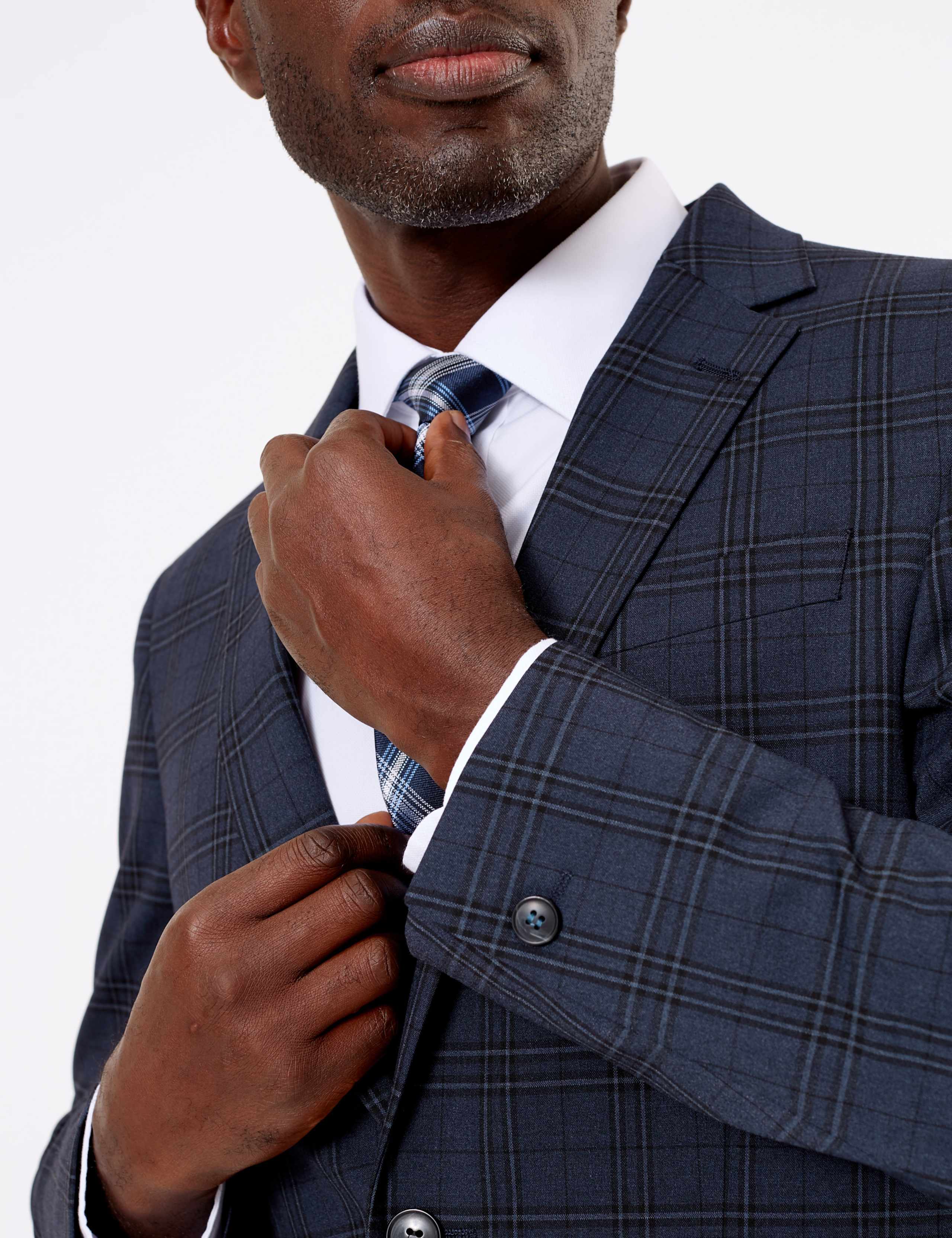Blue Regular Fit Checked Jacket 5 of 7