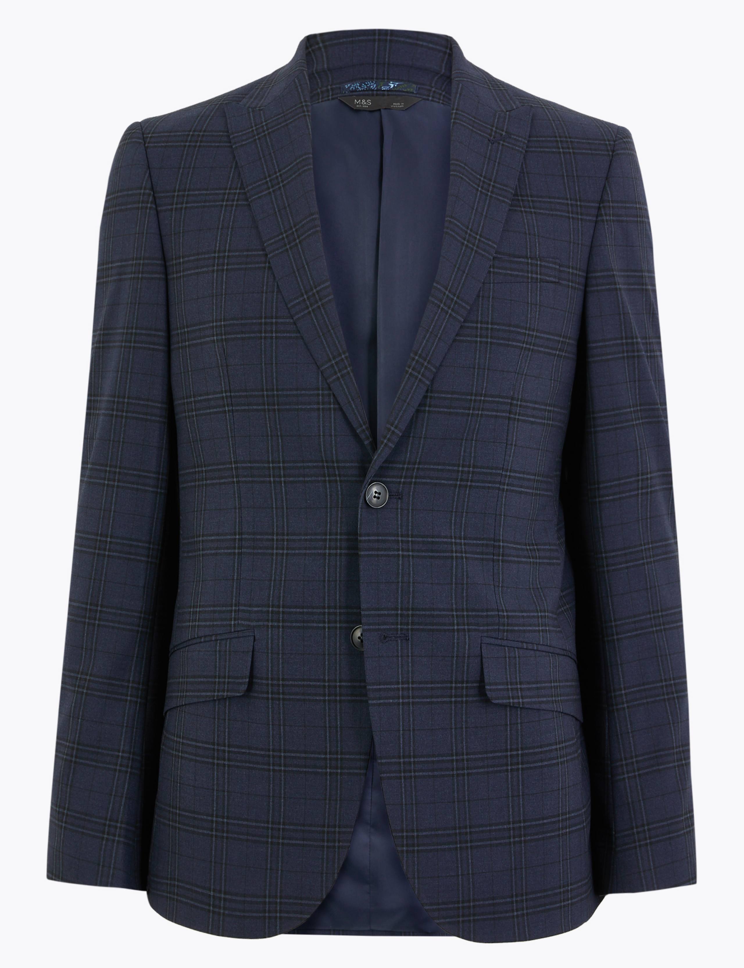 Blue Regular Fit Checked Jacket 2 of 7