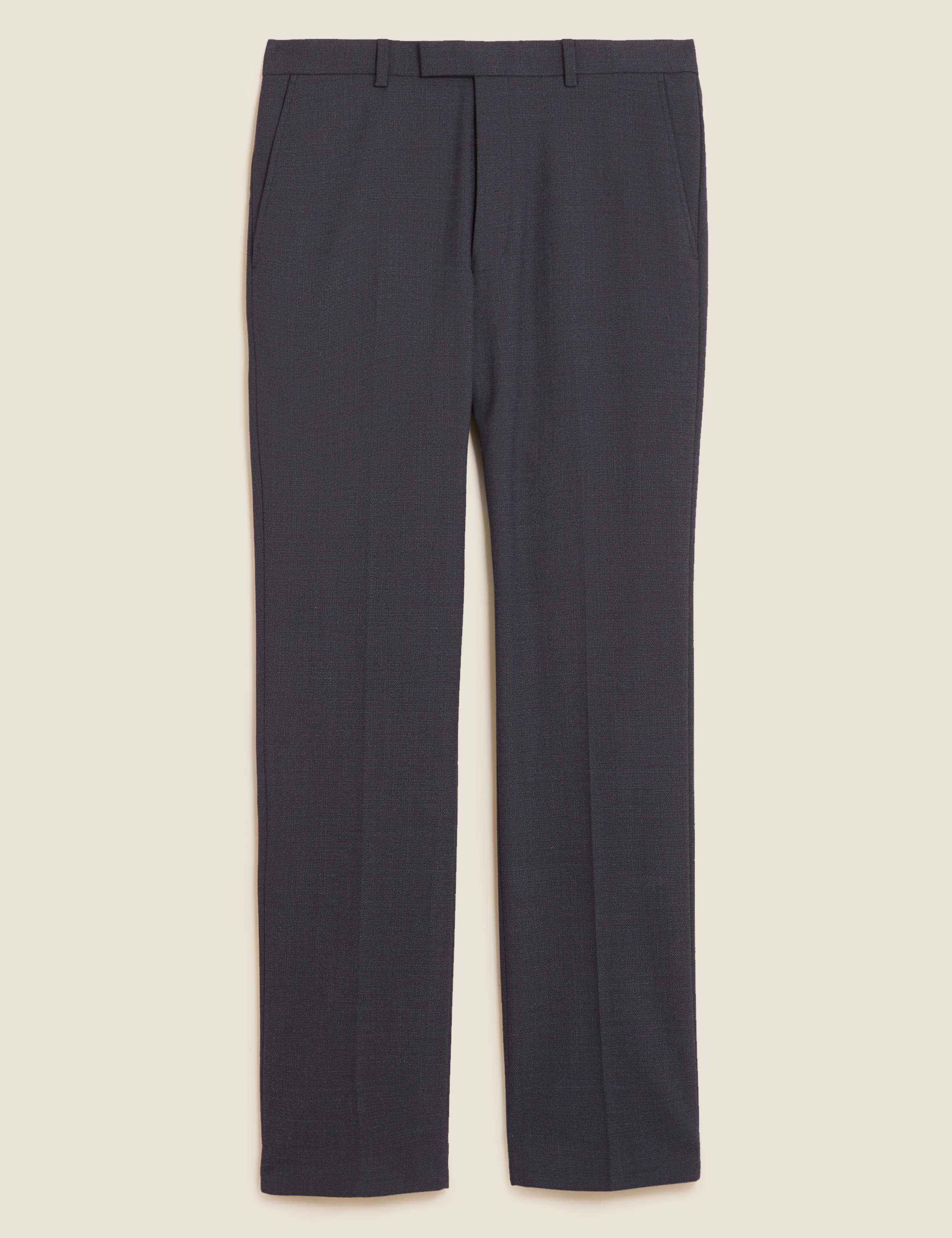 Navy Tailored Fit Micro Texture Trousers 2 of 8