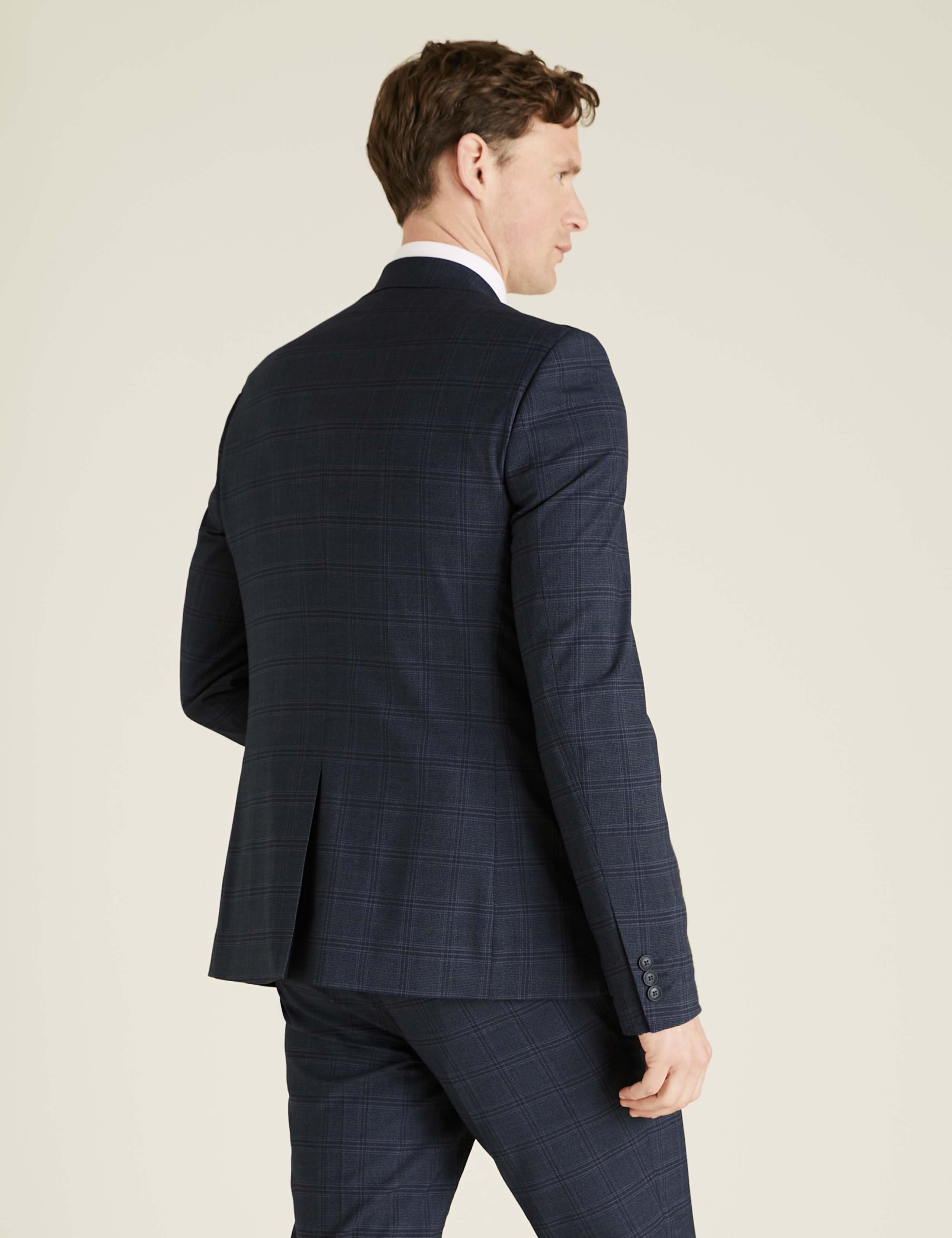 Blue Brown Slim Fit Check Jacket 5 of 9