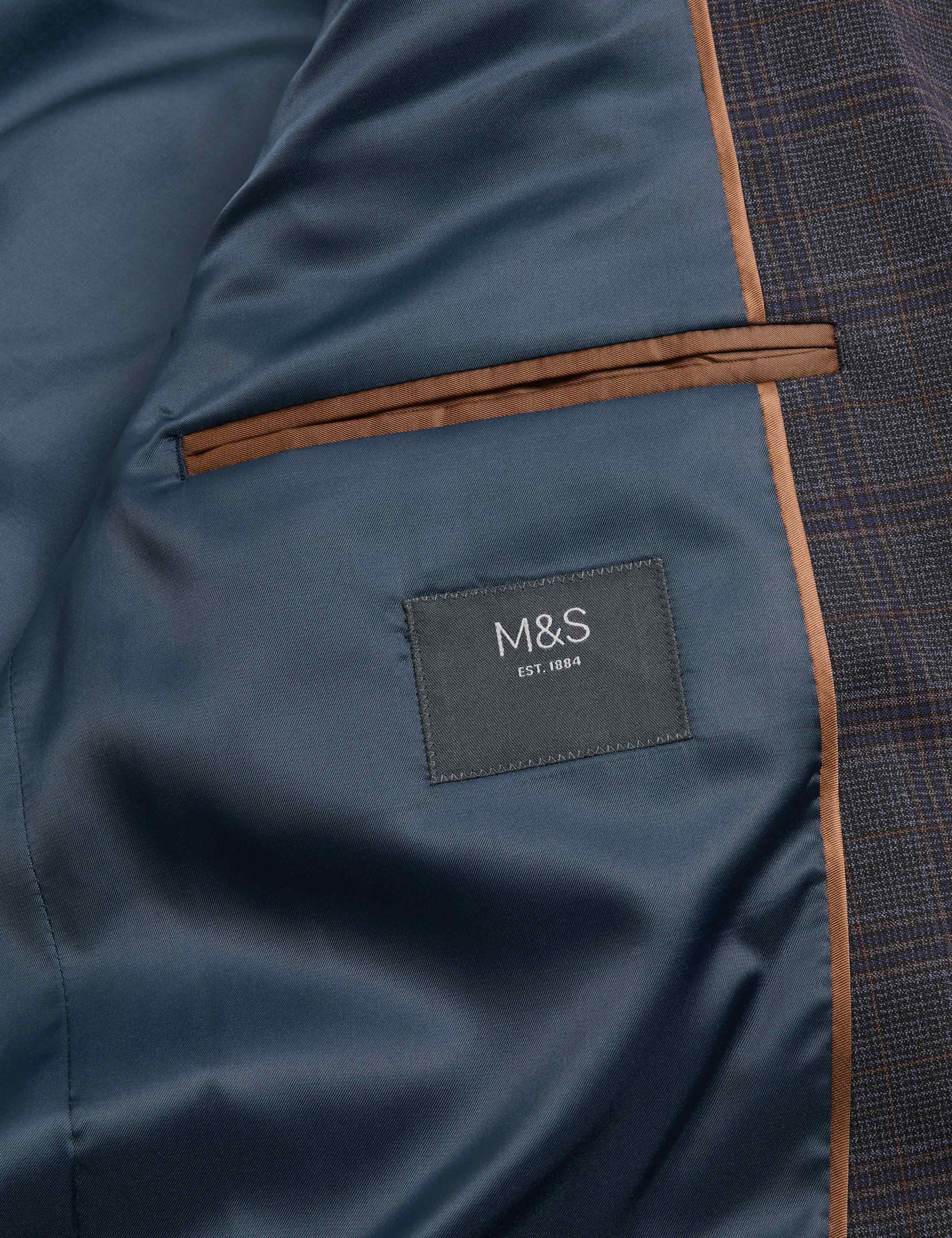 Blue Brown Slim Fit Check Jacket 8 of 9