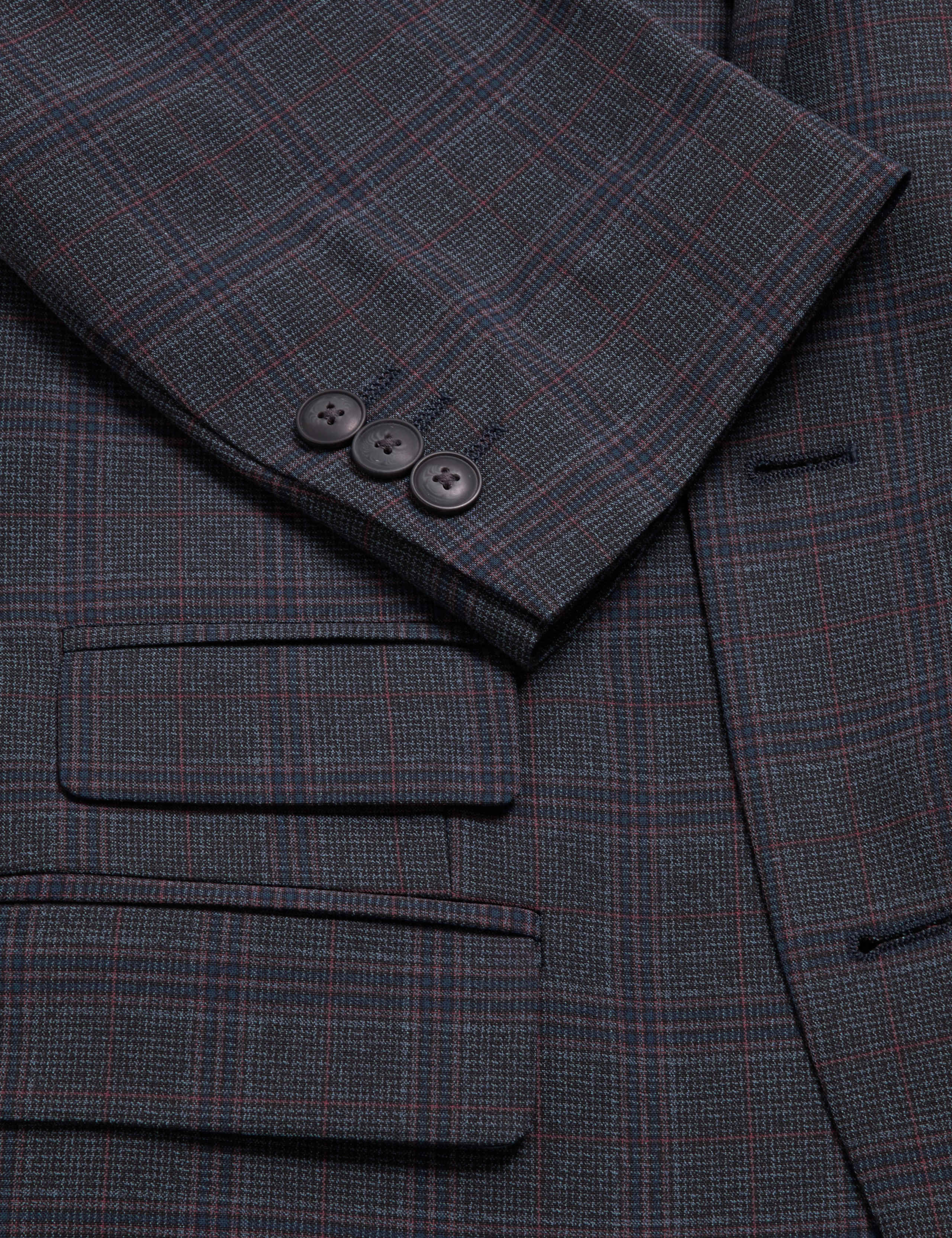Blue Brown Slim Fit Check Jacket 9 of 9