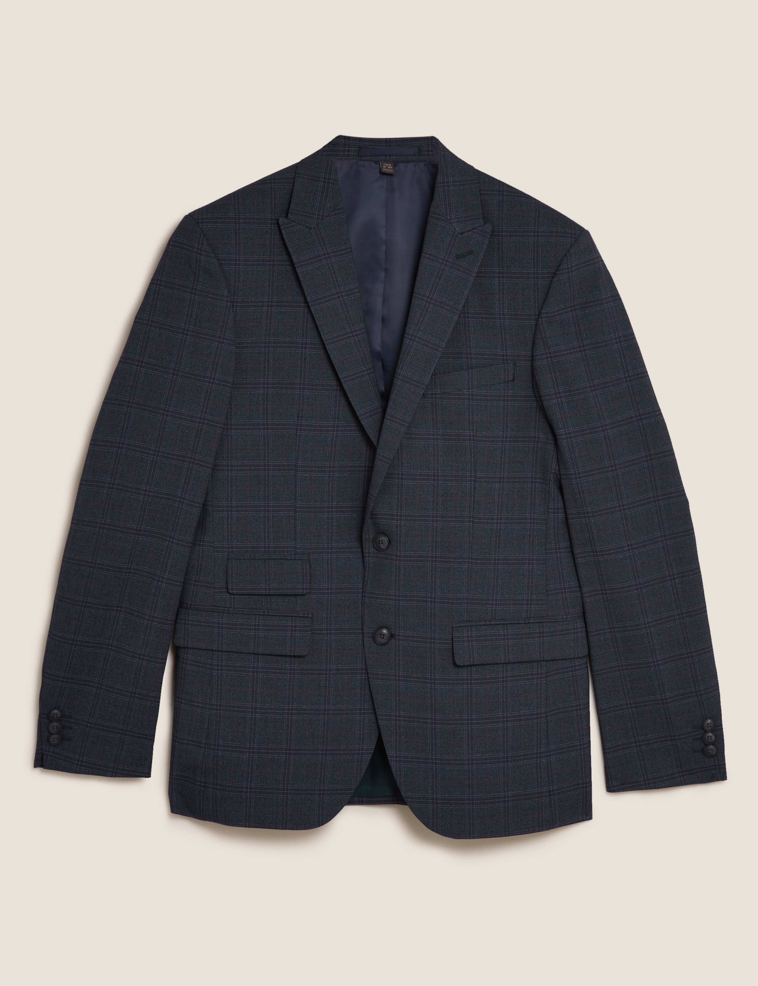 Blue Brown Slim Fit Check Jacket 2 of 9