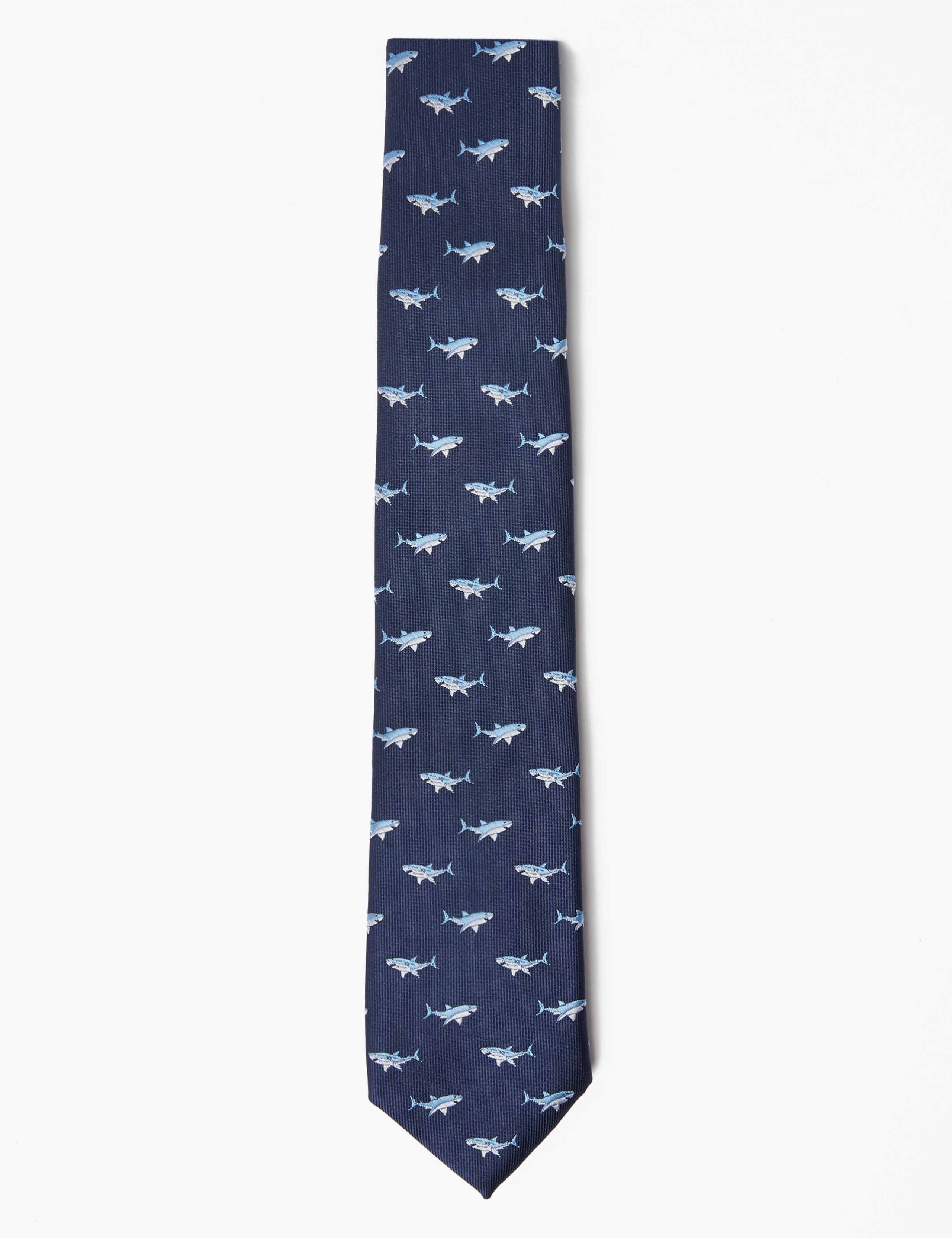 Skinny Shark Print Tie 1 of 3