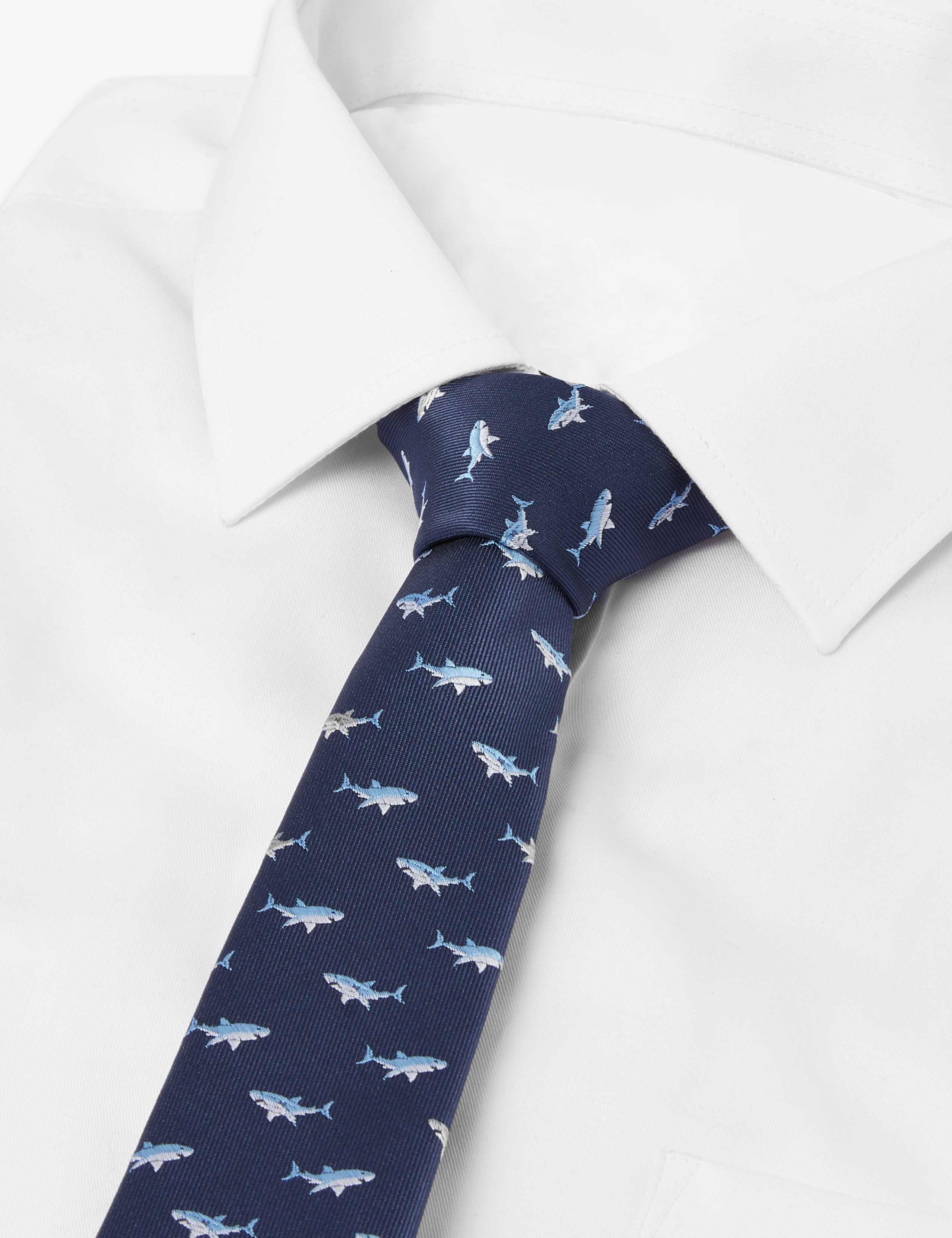 Skinny Shark Print Tie 2 of 3