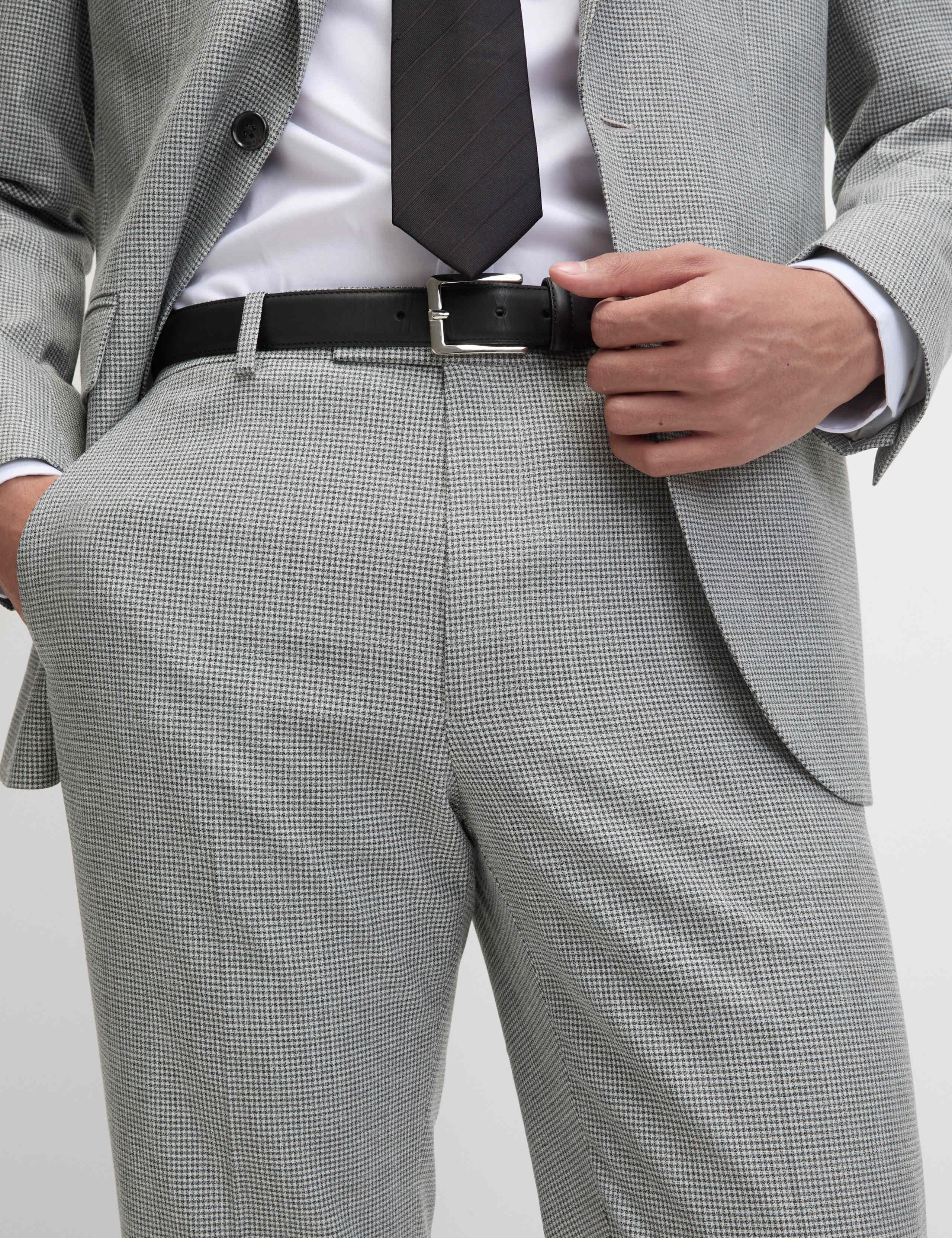 Regular Fit Textured Puppytooth Suit Trousers 1 of 9