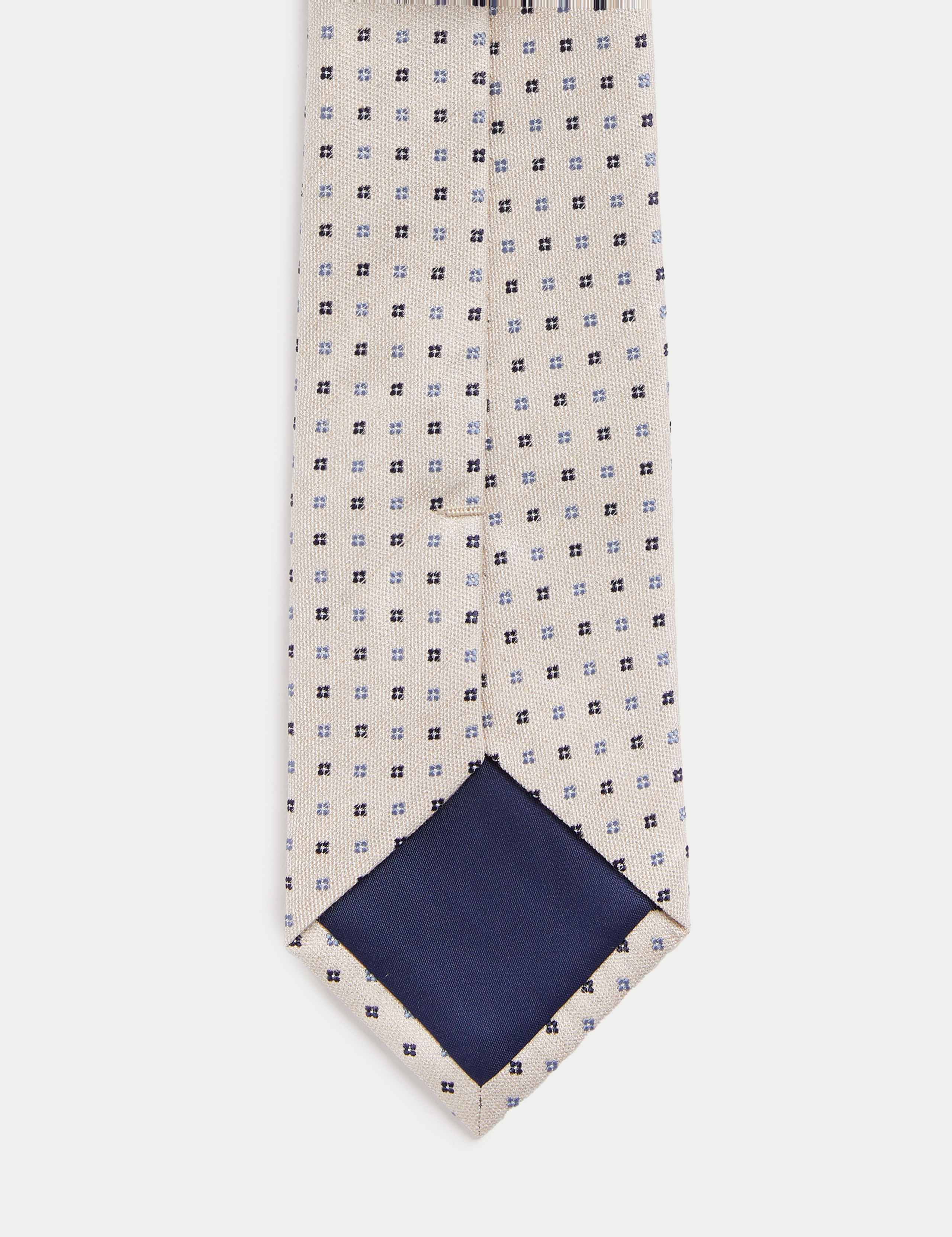 Silk Rich Geometric Tie with Linen 2 of 2