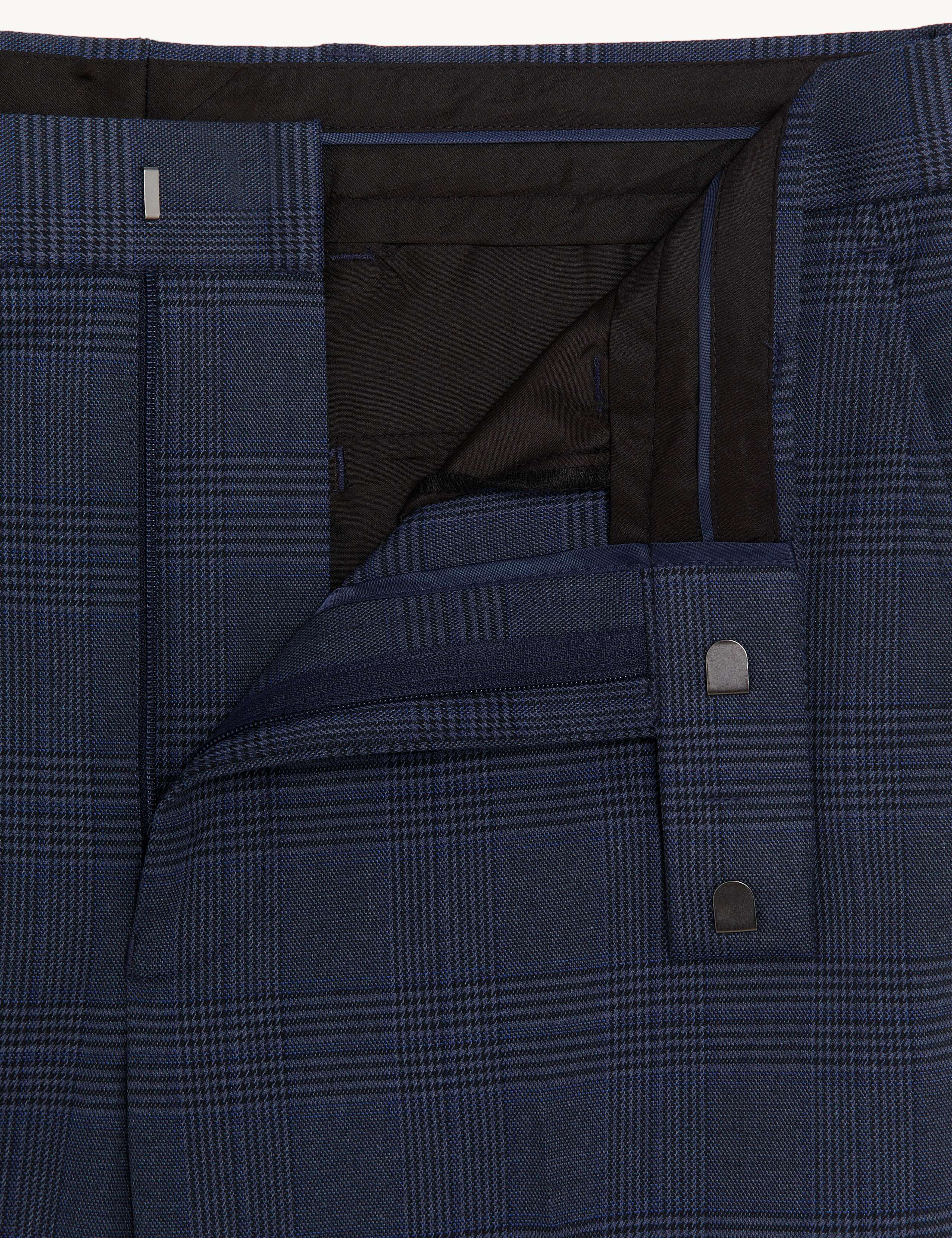 Regular Fit Check Stretch Suit Trousers 3 of 8