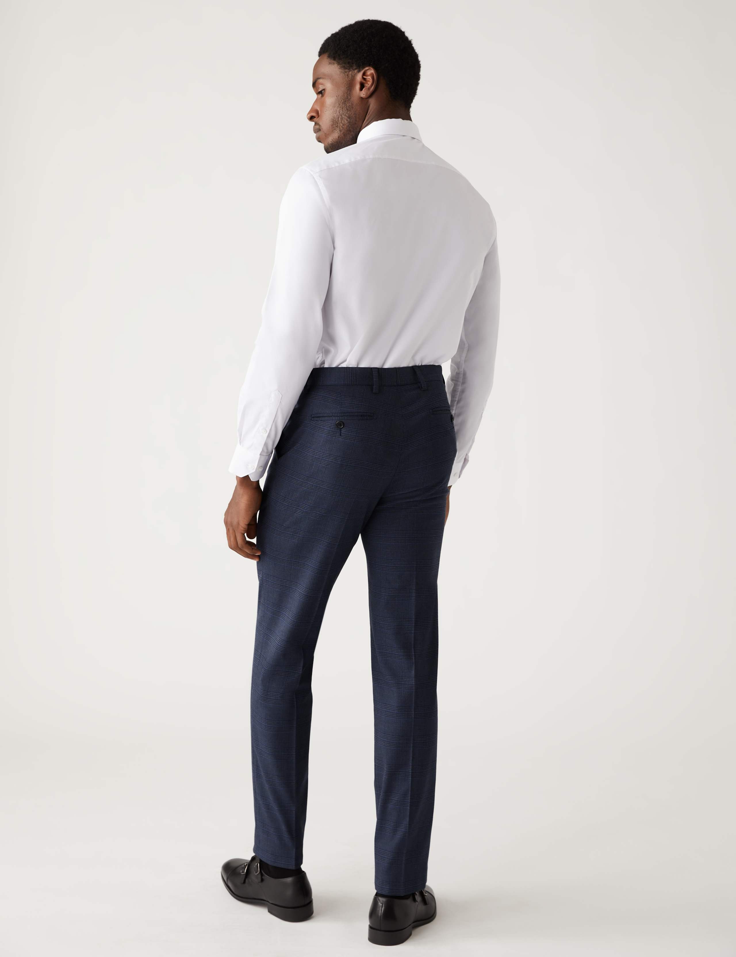 Regular Fit Check Stretch Suit Trousers 5 of 8