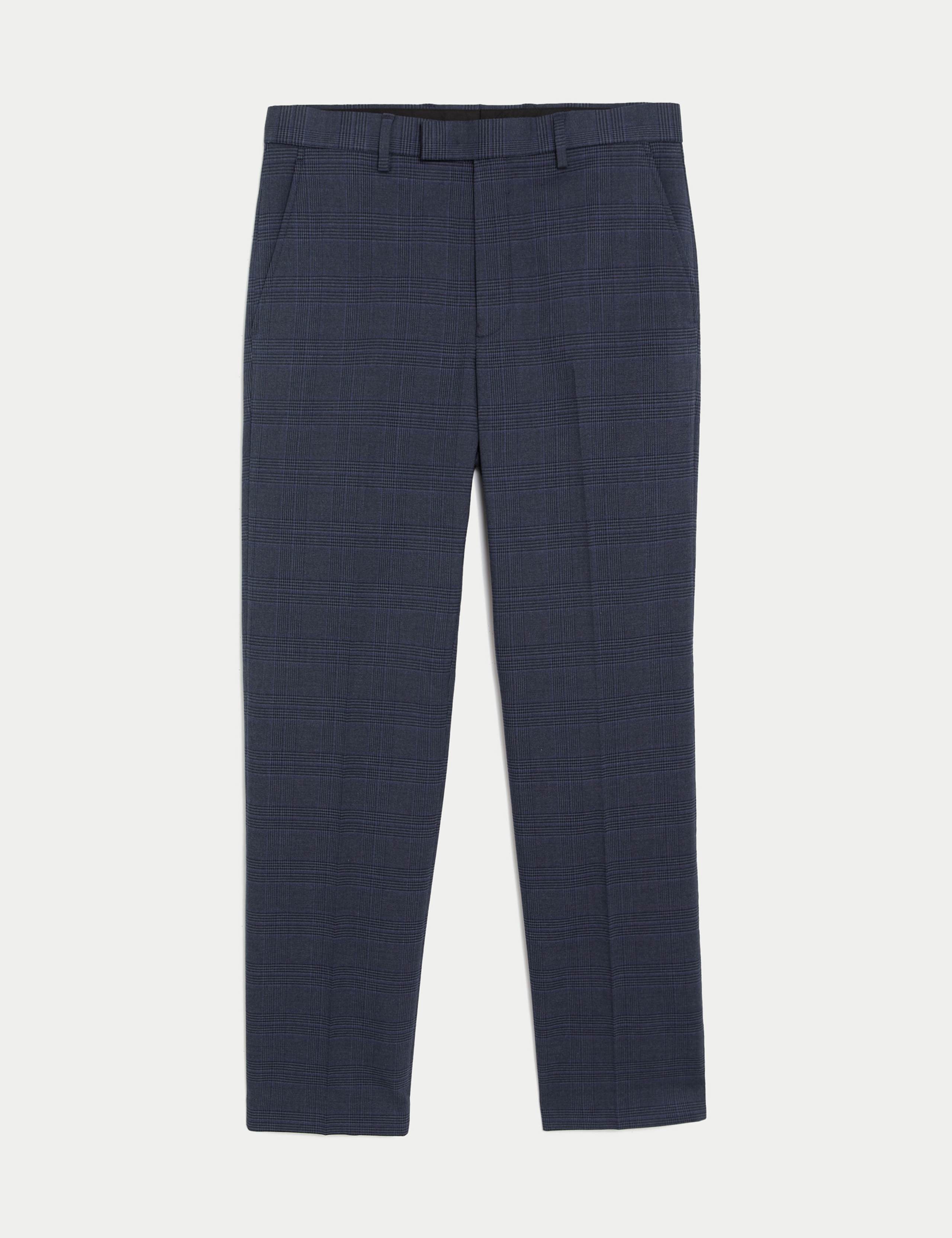 Regular Fit Check Stretch Suit Trousers 2 of 8