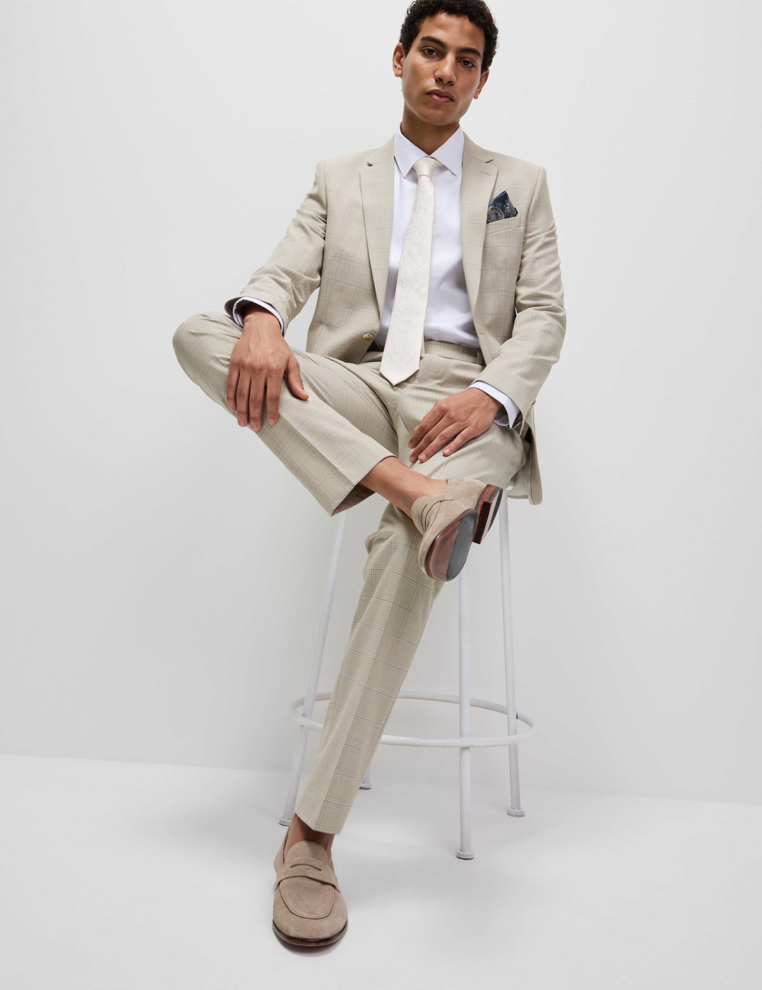 Slim Fit Check Suit Trousers 6 of 7