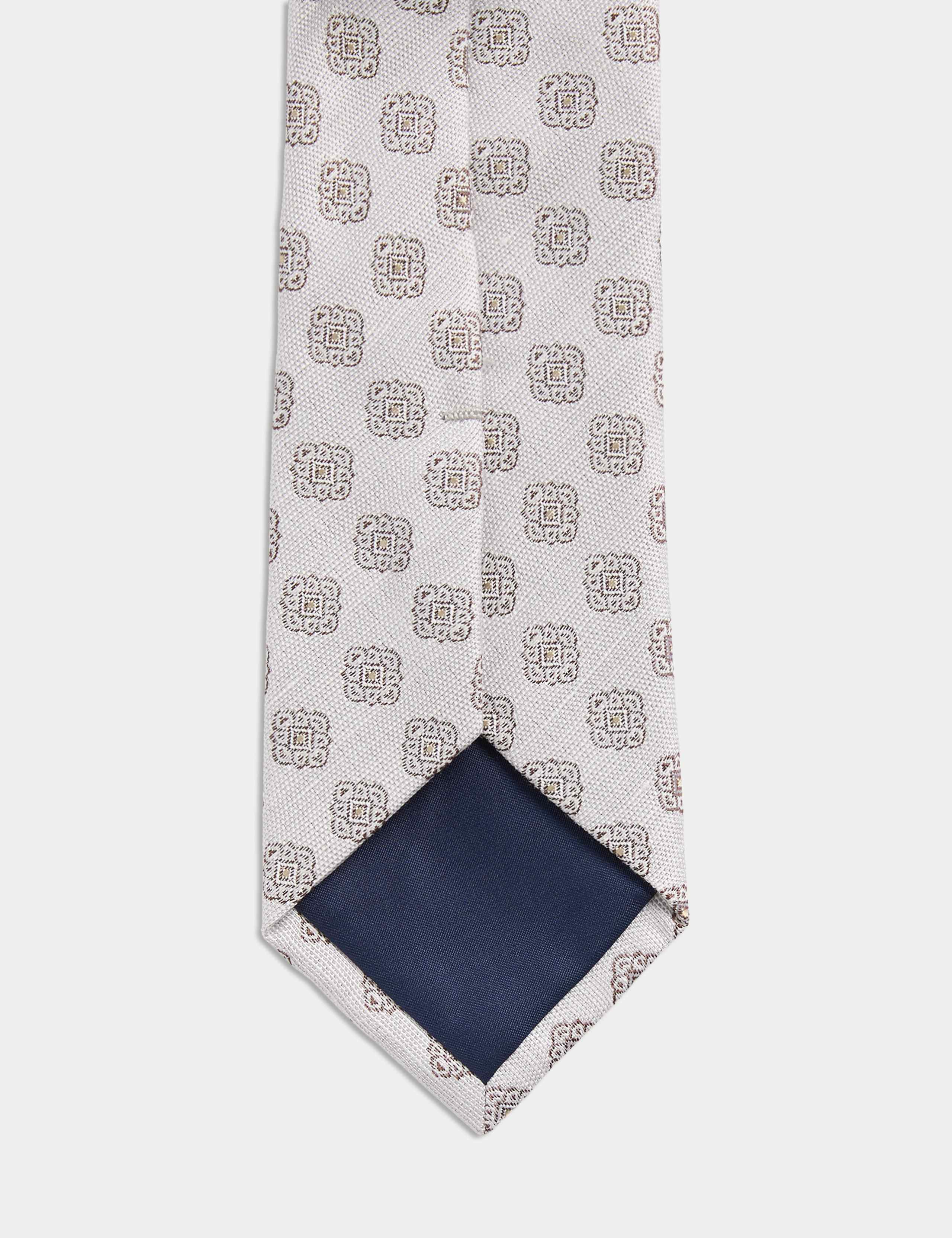 Medallion Linen Silk Blend Tie 2 of 2