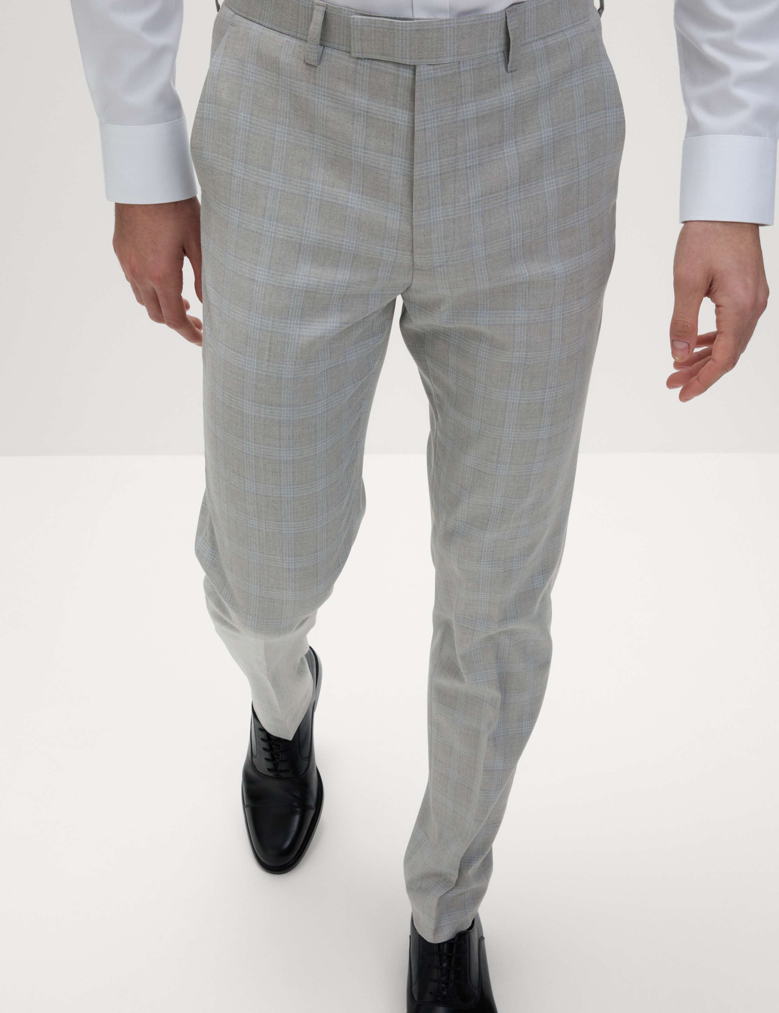 Tailored Fit Check Stretch Suit Trousers 1 of 6