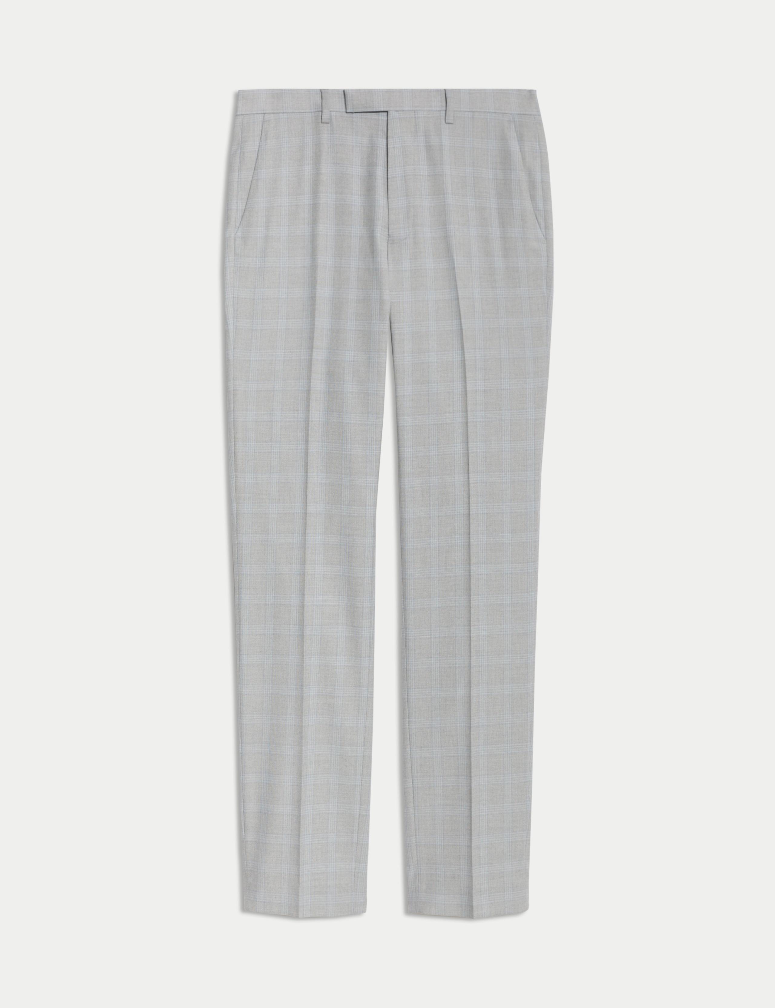 Tailored Fit Check Stretch Suit Trousers 2 of 6