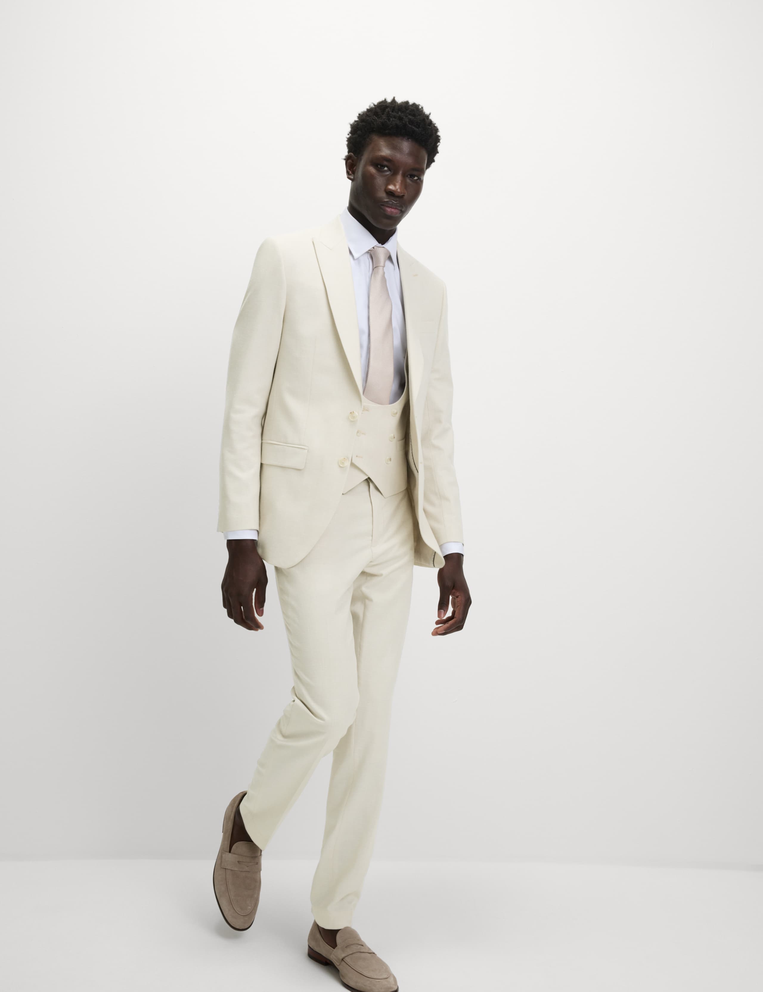 Tailored Fit Double Breasted  Waistcoat with Linen 4 of 6