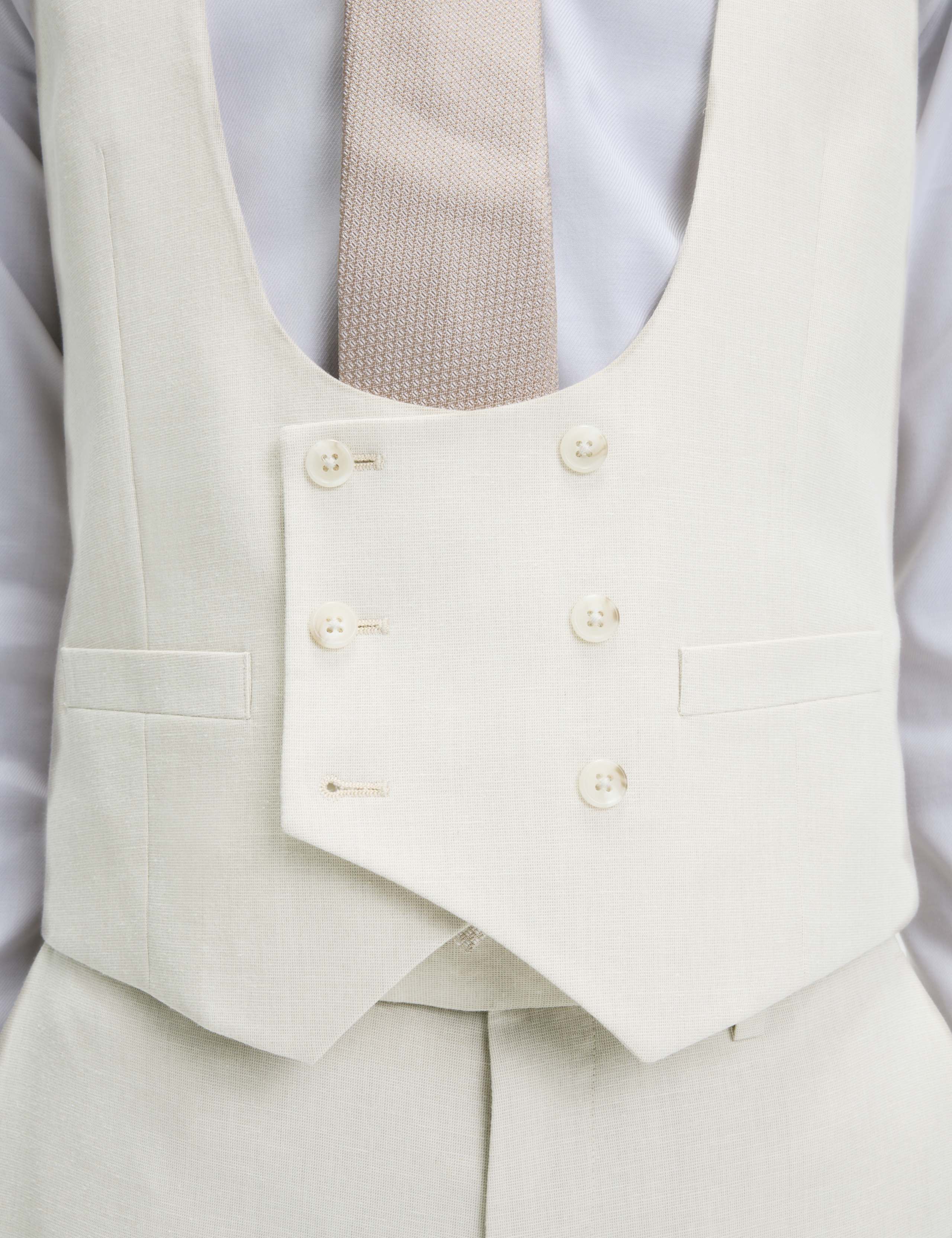 Tailored Fit Double Breasted  Waistcoat with Linen 5 of 6